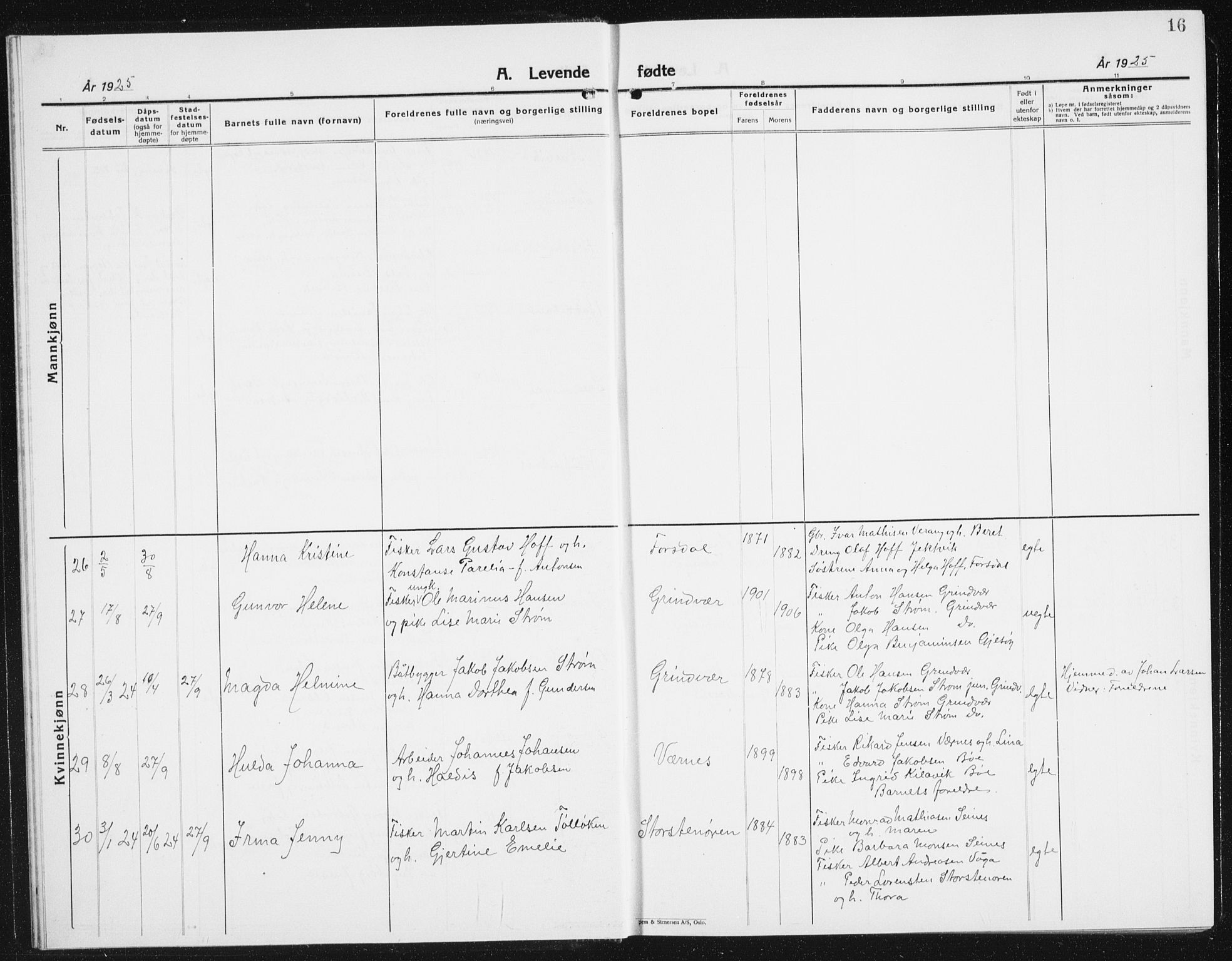 Ministerialprotokoller, klokkerbøker og fødselsregistre - Nordland, AV/SAT-A-1459/841/L0622: Parish register (copy) no. 841C06, 1924-1942, p. 16