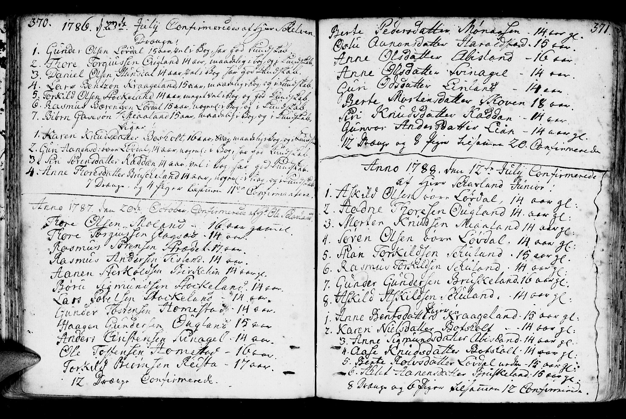 Holum sokneprestkontor, SAK/1111-0022/F/Fa/Fab/L0004: Parish register (official) no. A 4, 1774-1847, p. 370-371