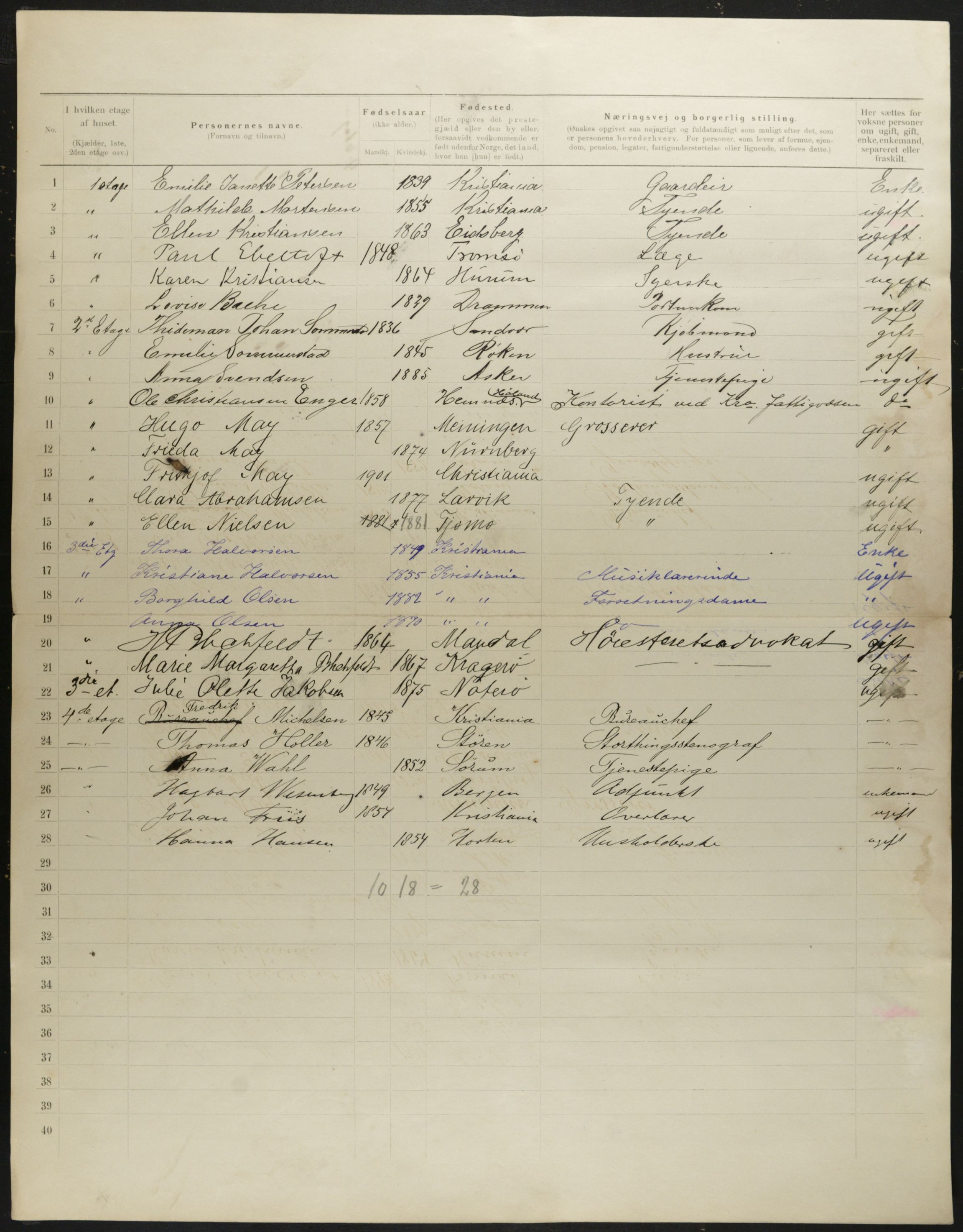 OBA, Municipal Census 1901 for Kristiania, 1901, p. 356