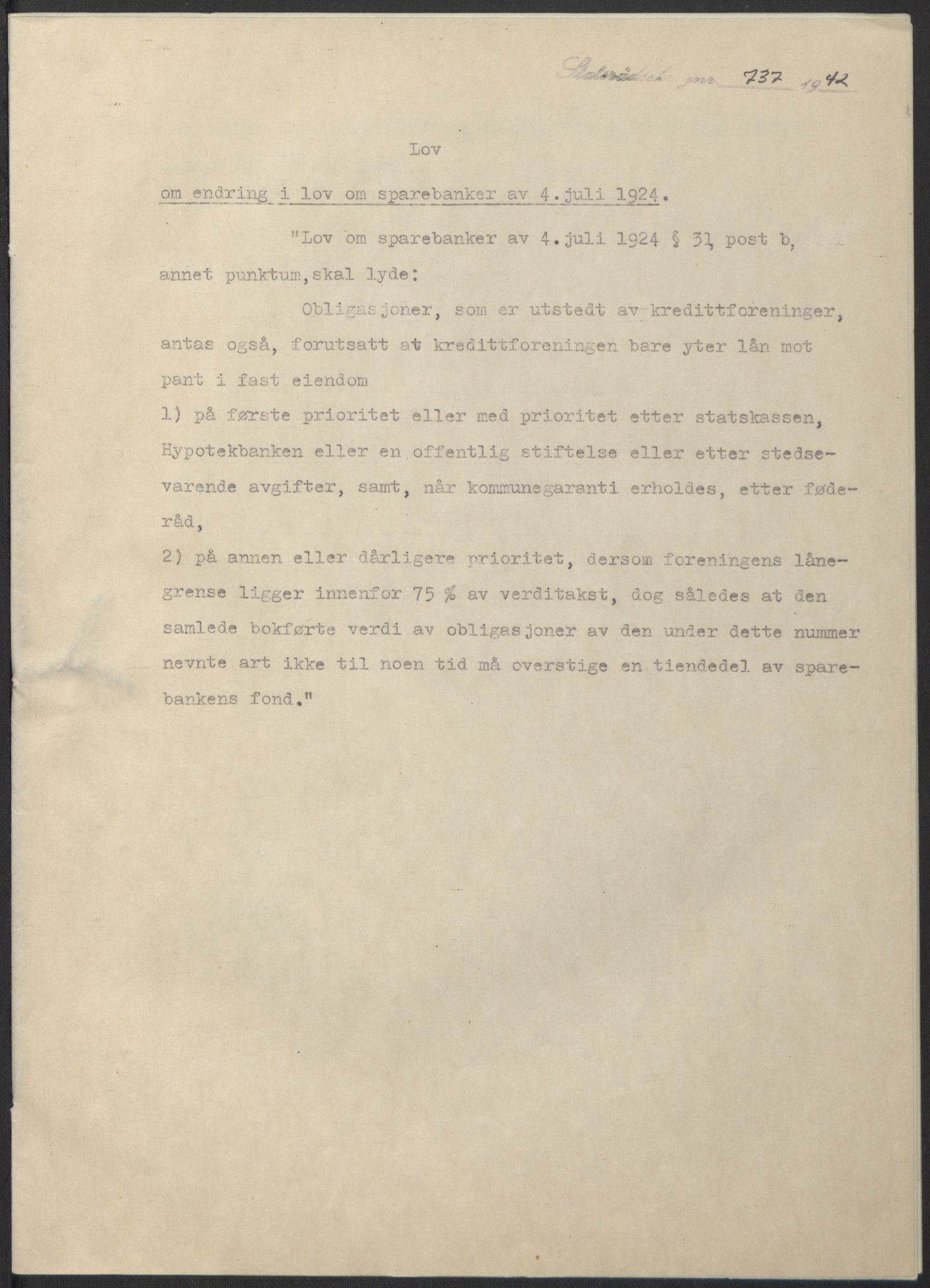 NS-administrasjonen 1940-1945 (Statsrådsekretariatet, de kommisariske statsråder mm), AV/RA-S-4279/D/Db/L0098: Lover II, 1942, p. 468