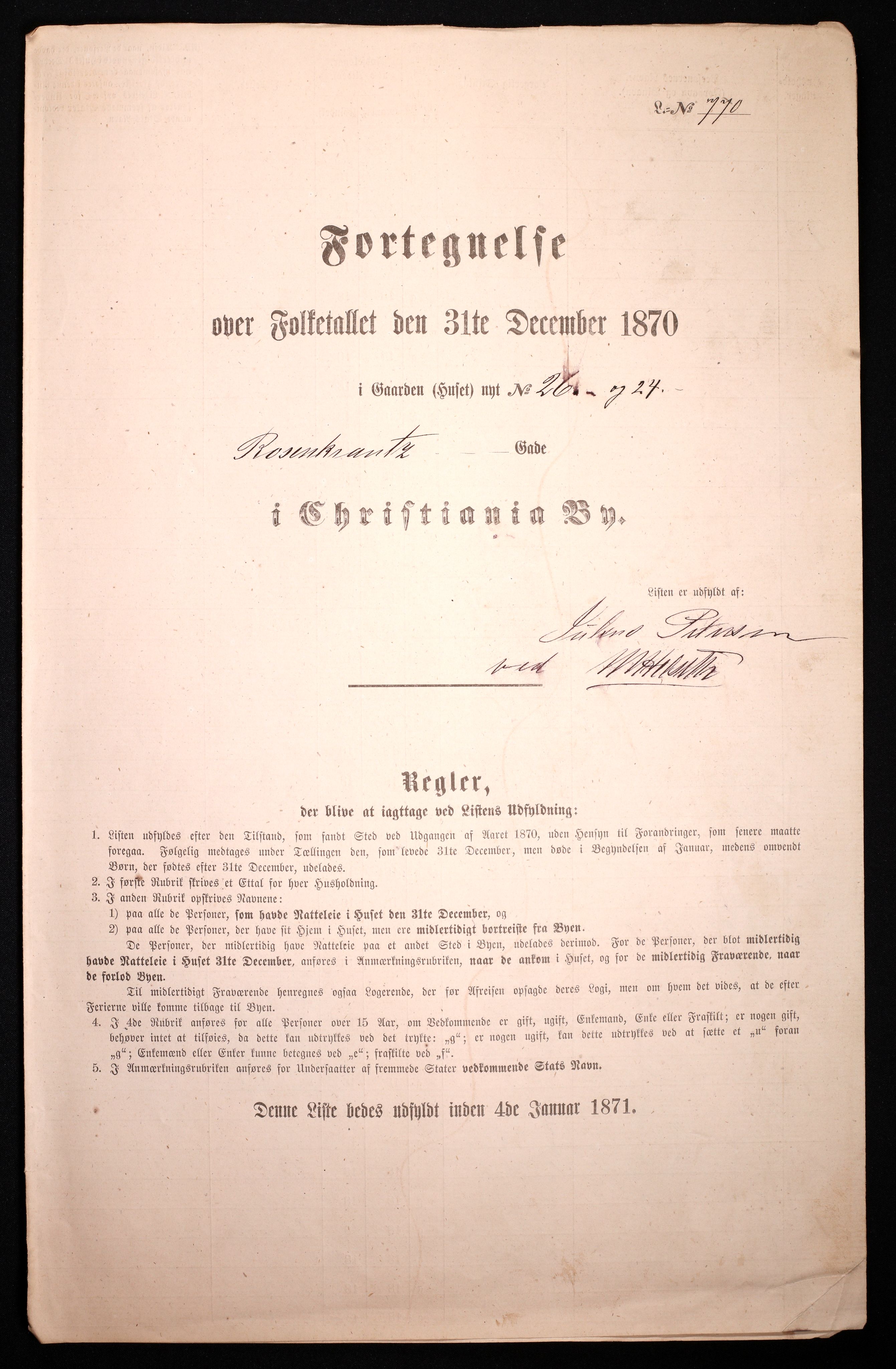 RA, 1870 census for 0301 Kristiania, 1870, p. 2913