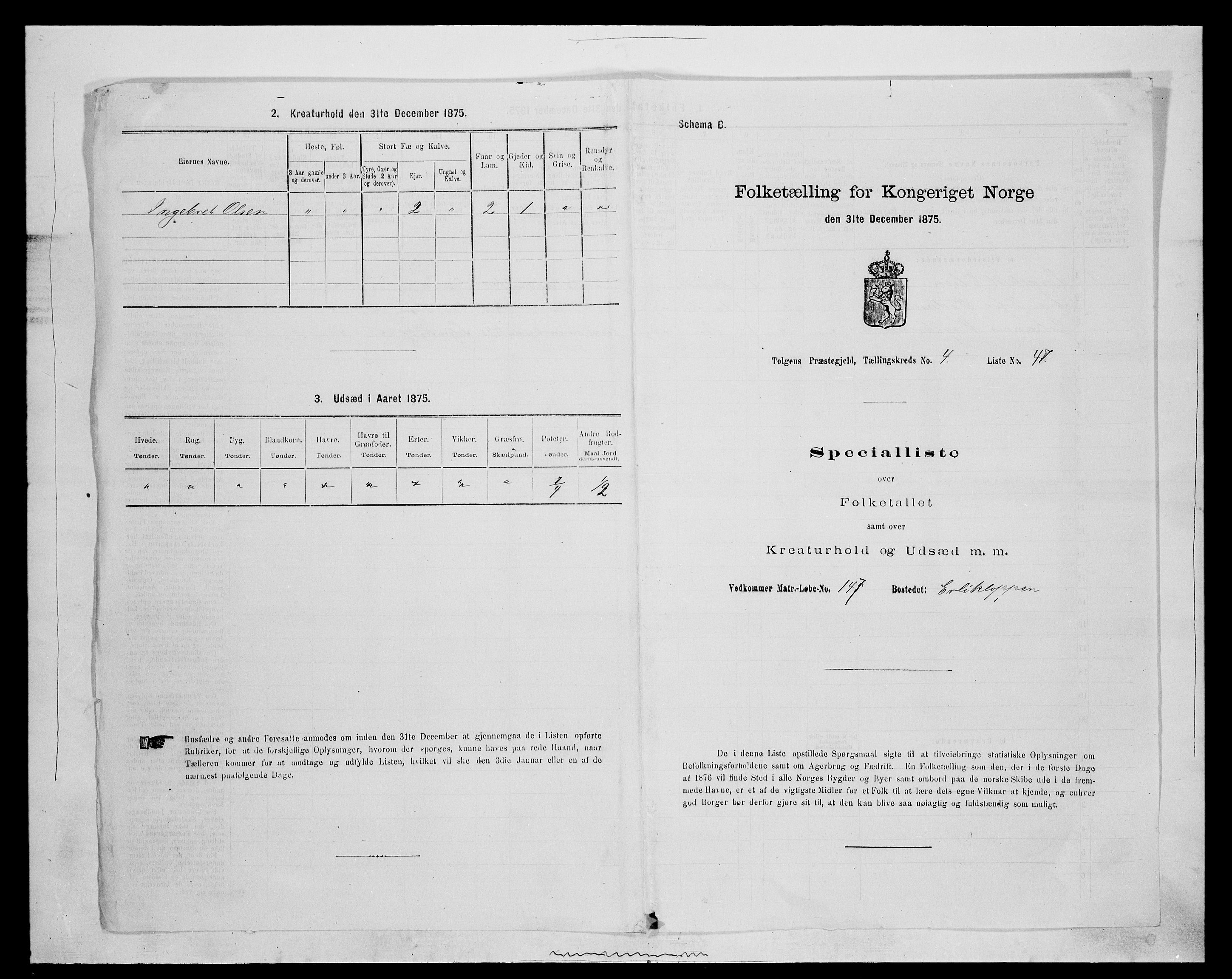 SAH, 1875 census for 0436P Tolga, 1875, p. 572