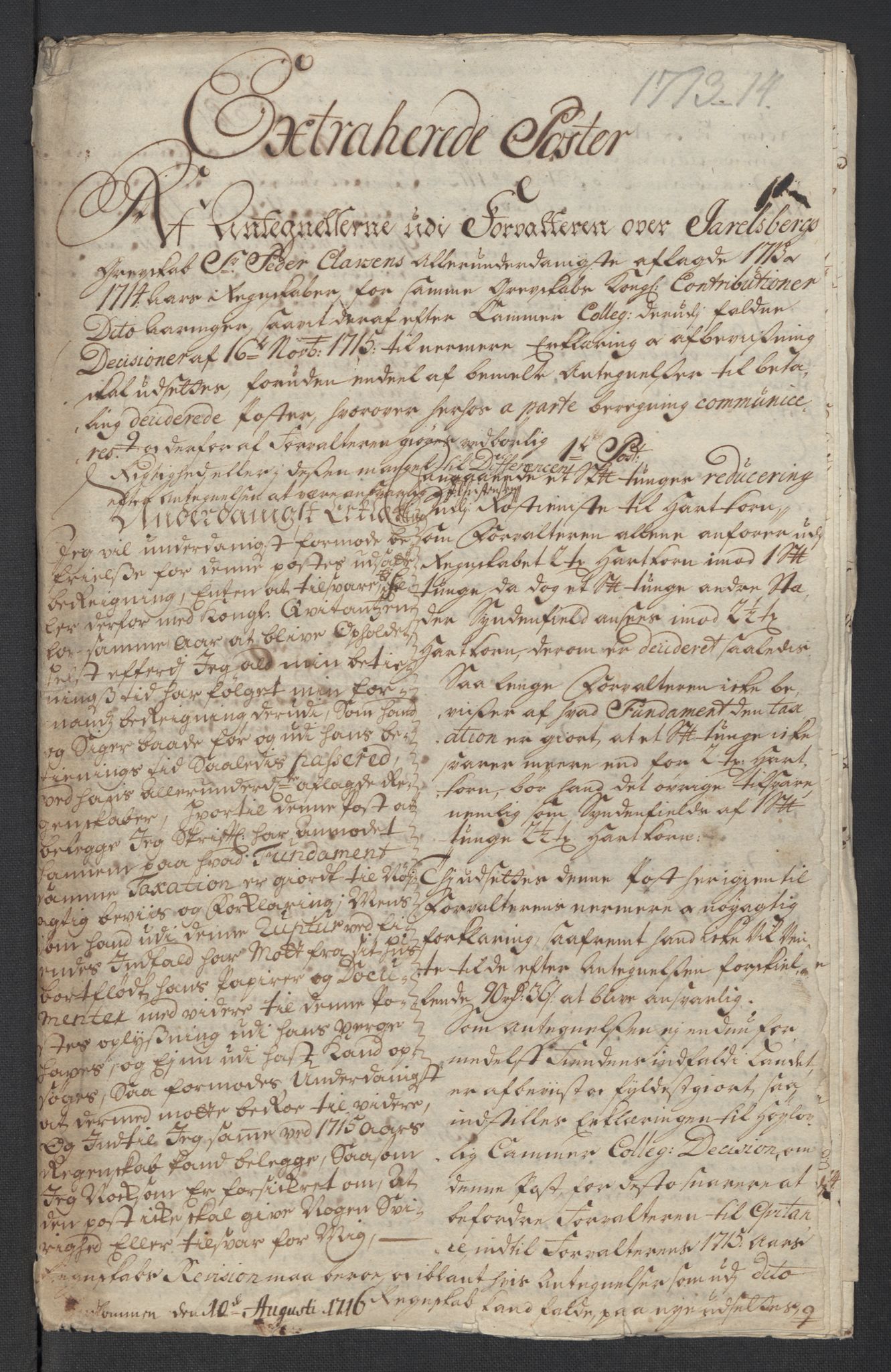 Rentekammeret inntil 1814, Reviderte regnskaper, Fogderegnskap, AV/RA-EA-4092/R32/L1878: Fogderegnskap Jarlsberg grevskap, 1713, p. 317