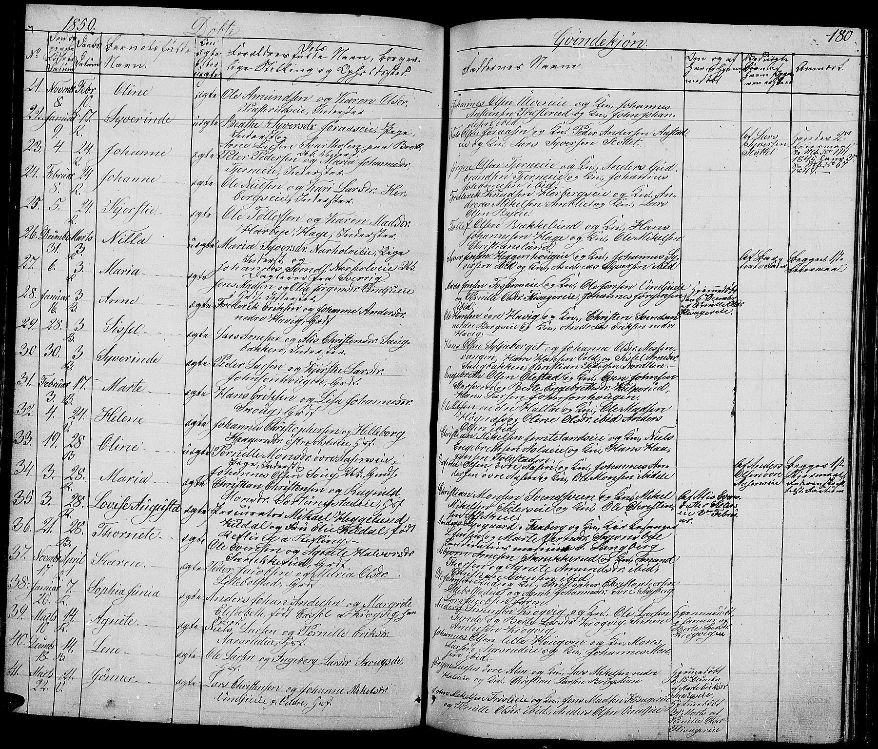 Ringsaker prestekontor, AV/SAH-PREST-014/L/La/L0005: Parish register (copy) no. 5, 1839-1850, p. 180