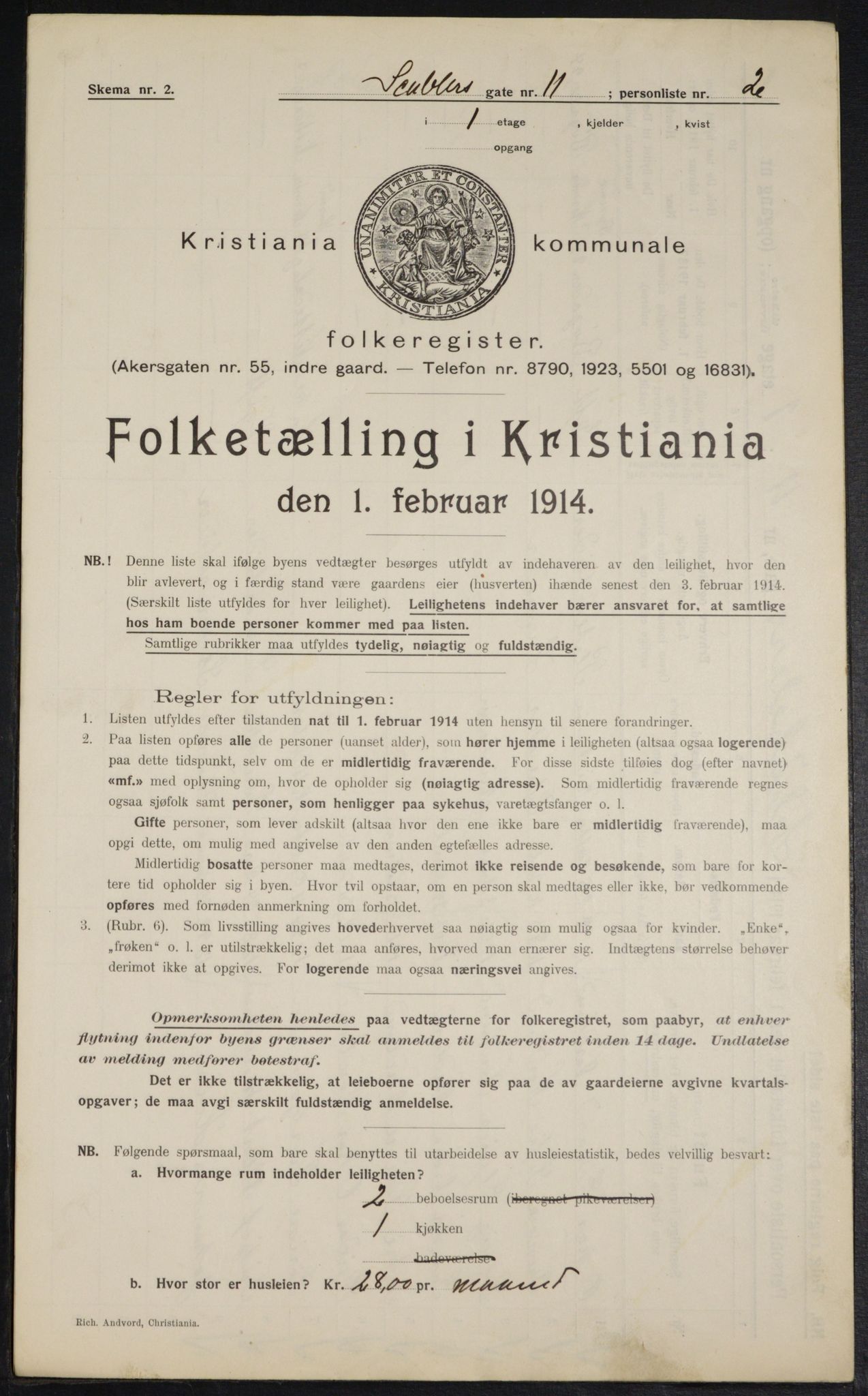 OBA, Municipal Census 1914 for Kristiania, 1914, p. 92758