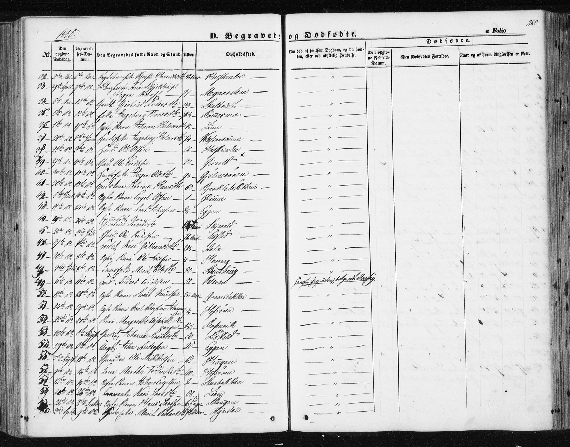 Ministerialprotokoller, klokkerbøker og fødselsregistre - Sør-Trøndelag, AV/SAT-A-1456/668/L0806: Parish register (official) no. 668A06, 1854-1869, p. 268