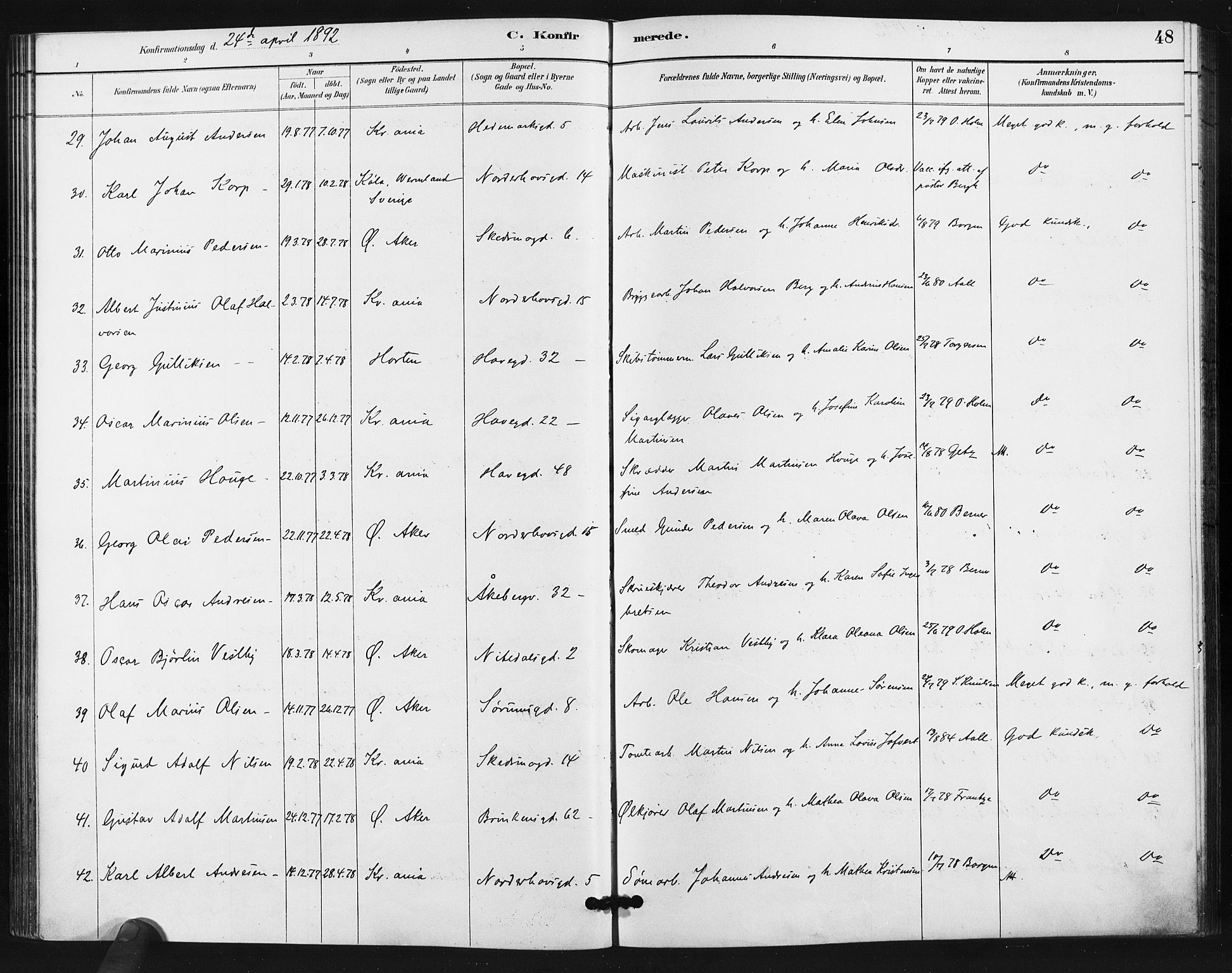 Kampen prestekontor Kirkebøker, AV/SAO-A-10853/F/Fa/L0006: Parish register (official) no. I 6, 1889-1896, p. 48