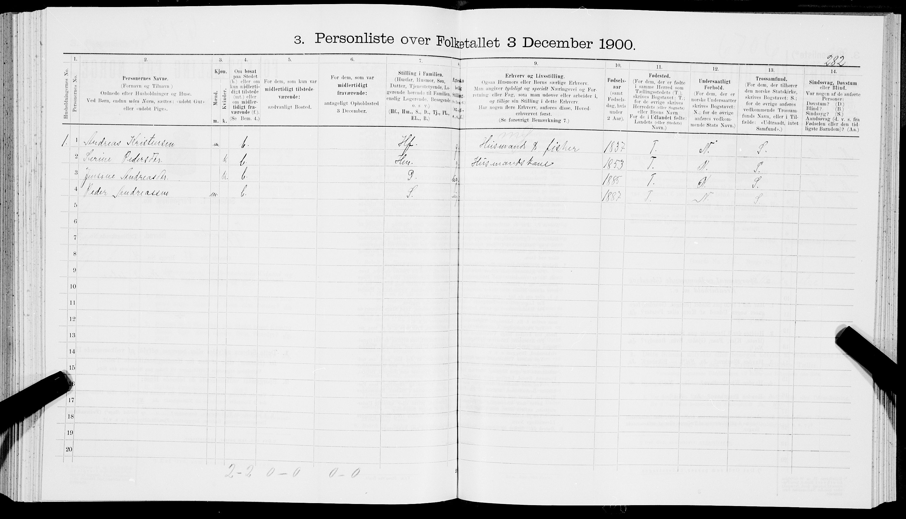 SAT, 1900 census for Tysfjord, 1900, p. 578