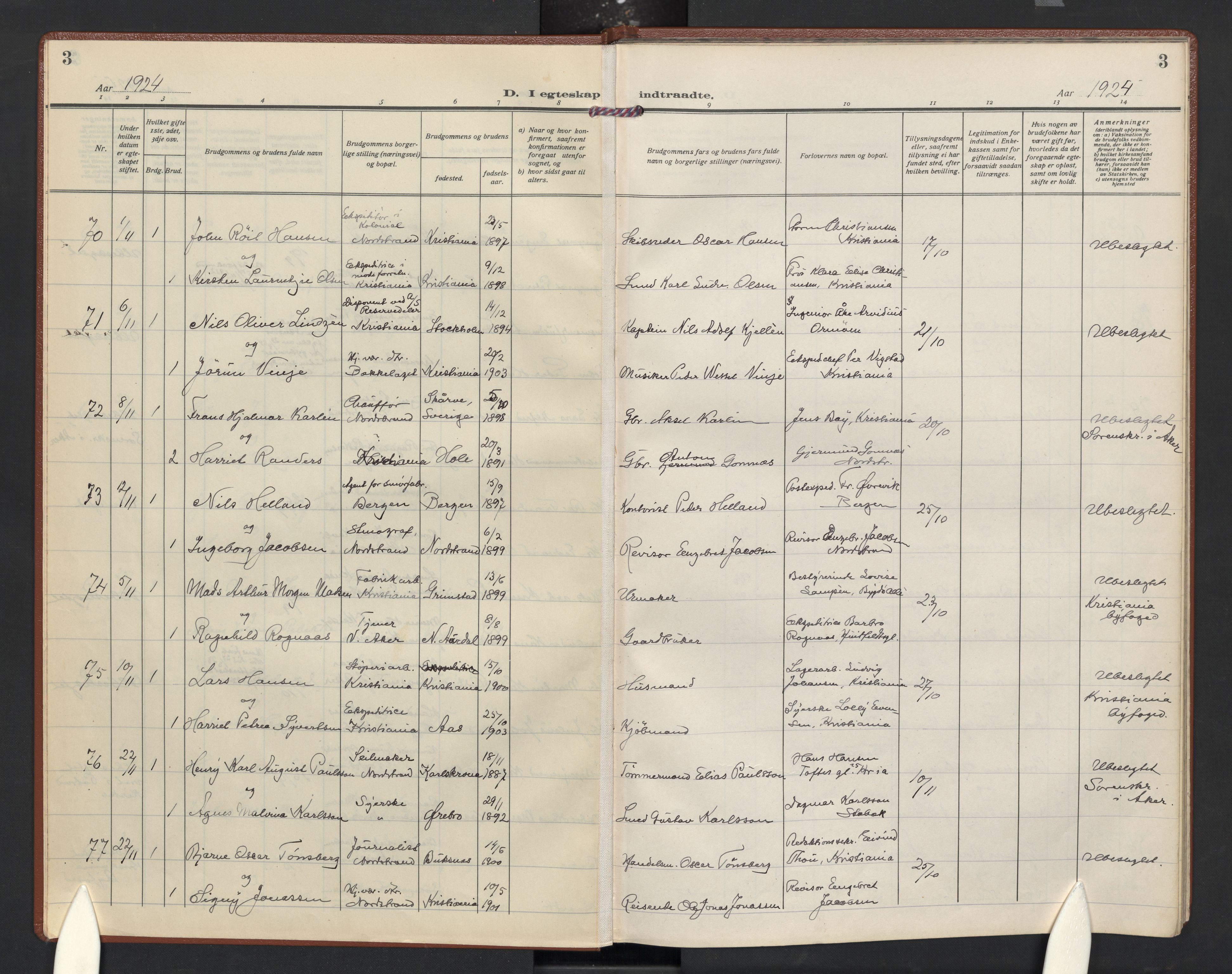 Nordstrand prestekontor Kirkebøker, AV/SAO-A-10362a/F/Fa/L0004: Parish register (official) no. 4, 1924-1930, p. 3