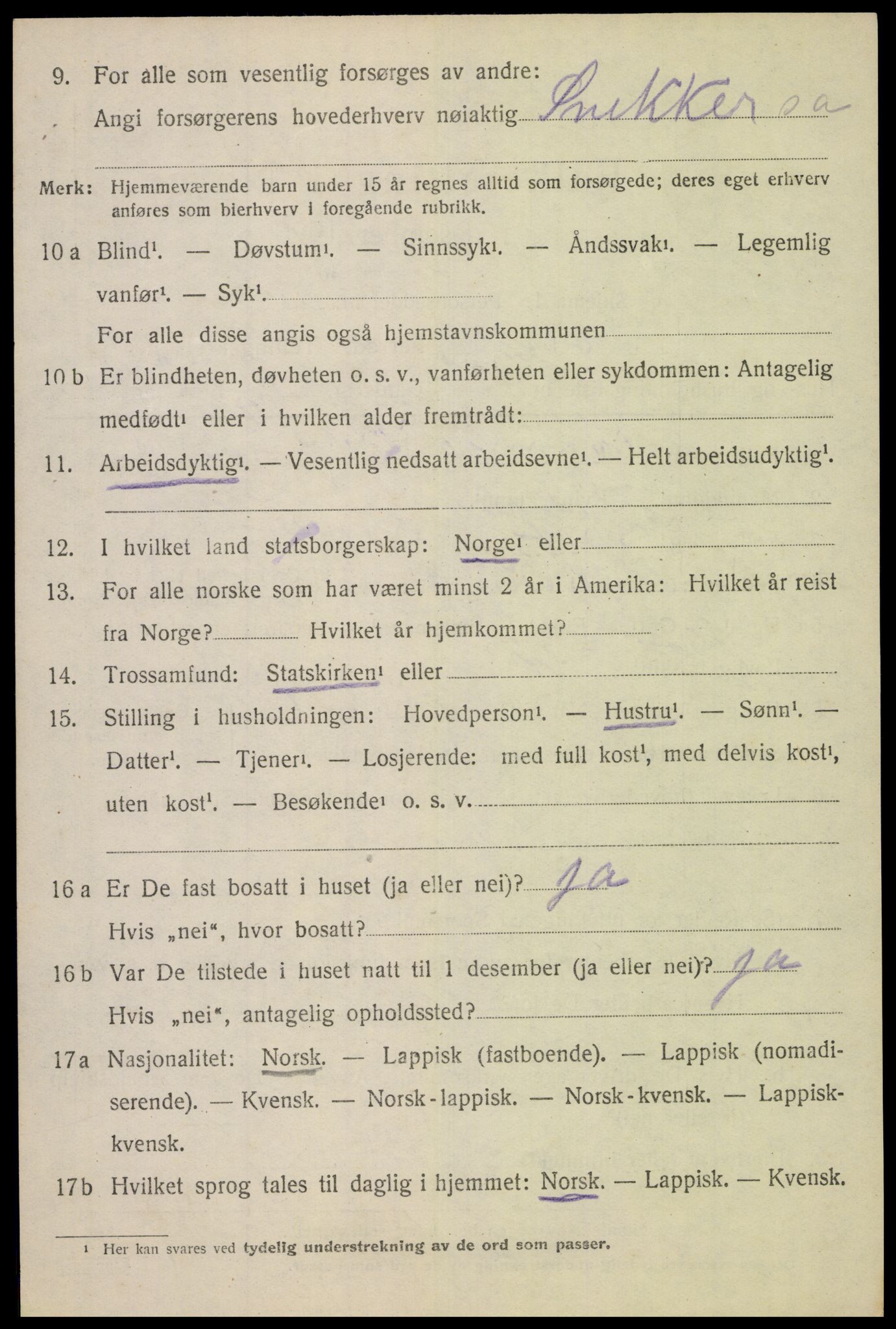 SAT, 1920 census for Dverberg, 1920, p. 6503