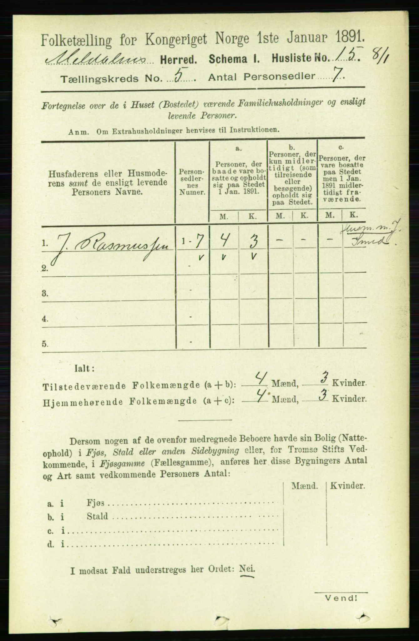 RA, 1891 census for 1636 Meldal, 1891, p. 2480