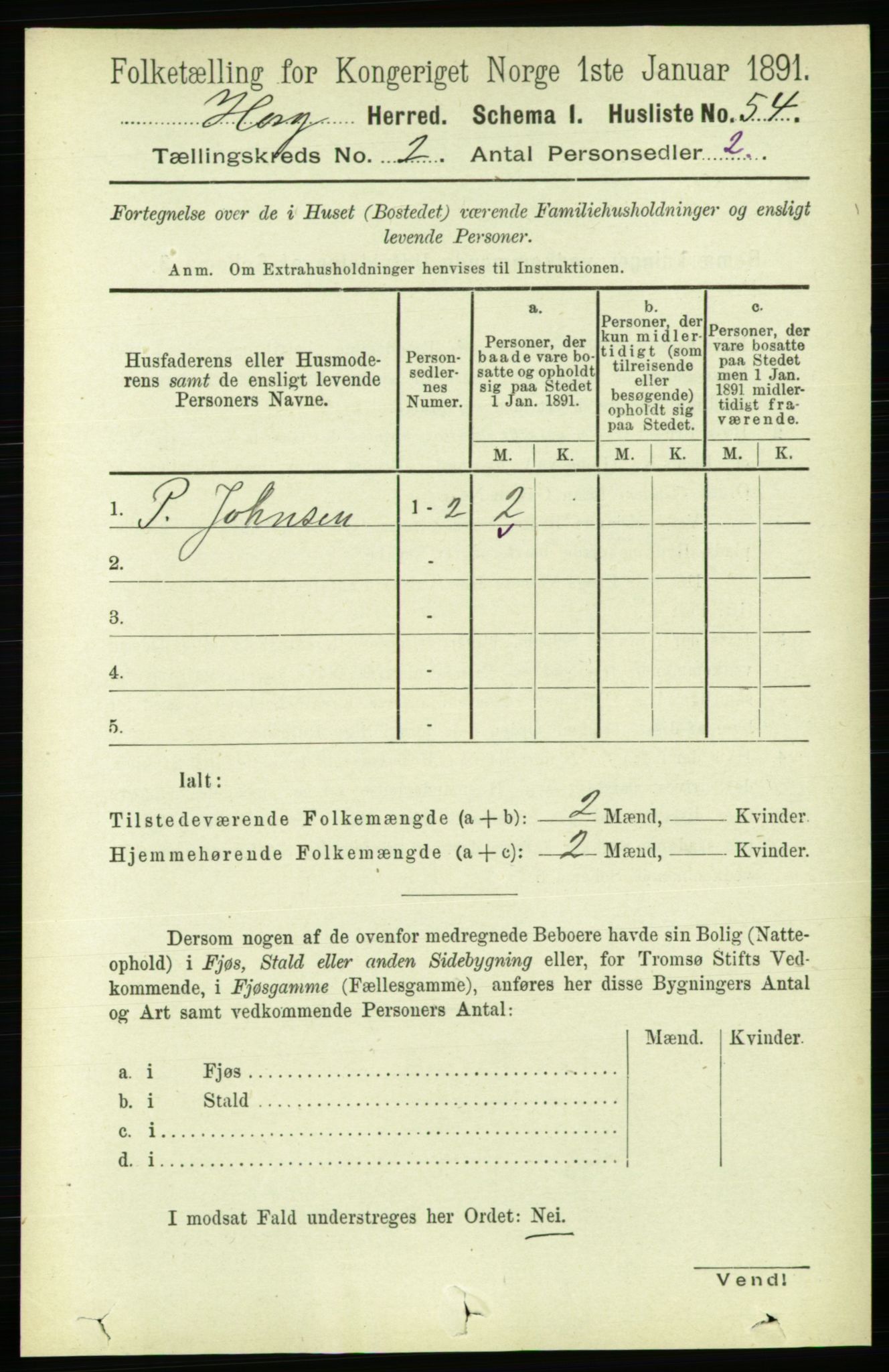 RA, 1891 census for 1650 Horg, 1891, p. 646