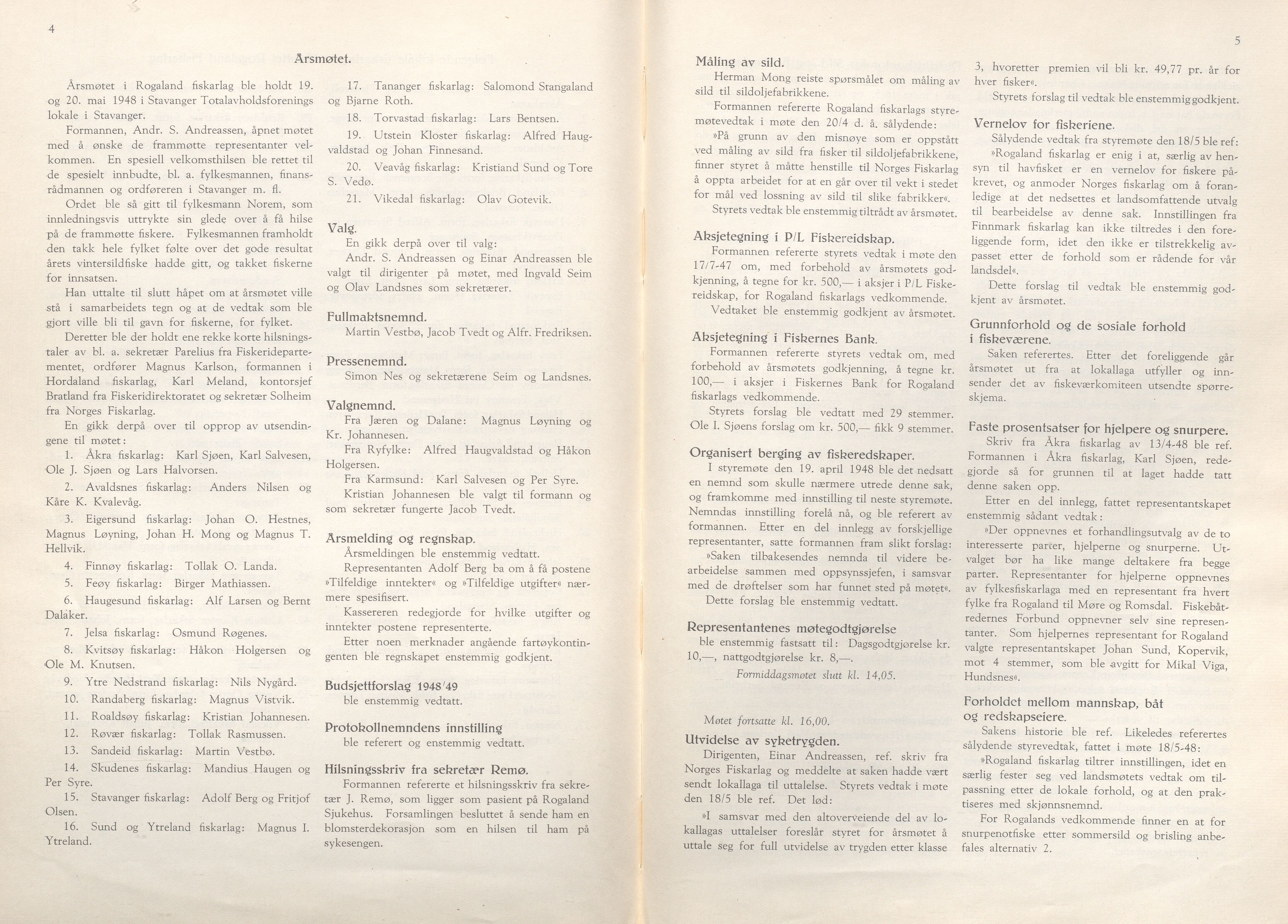 Rogaland fylkeskommune - Fylkesrådmannen , IKAR/A-900/A/Aa/Aaa/L0068: Møtebok , 1949, p. 4-5