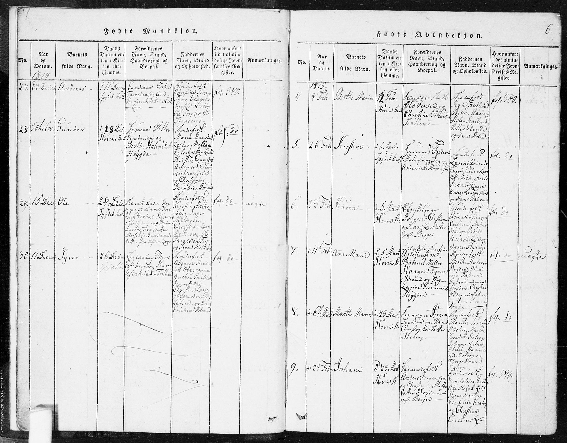 Spydeberg prestekontor Kirkebøker, AV/SAO-A-10924/F/Fa/L0004: Parish register (official) no. I 4, 1814-1841, p. 6