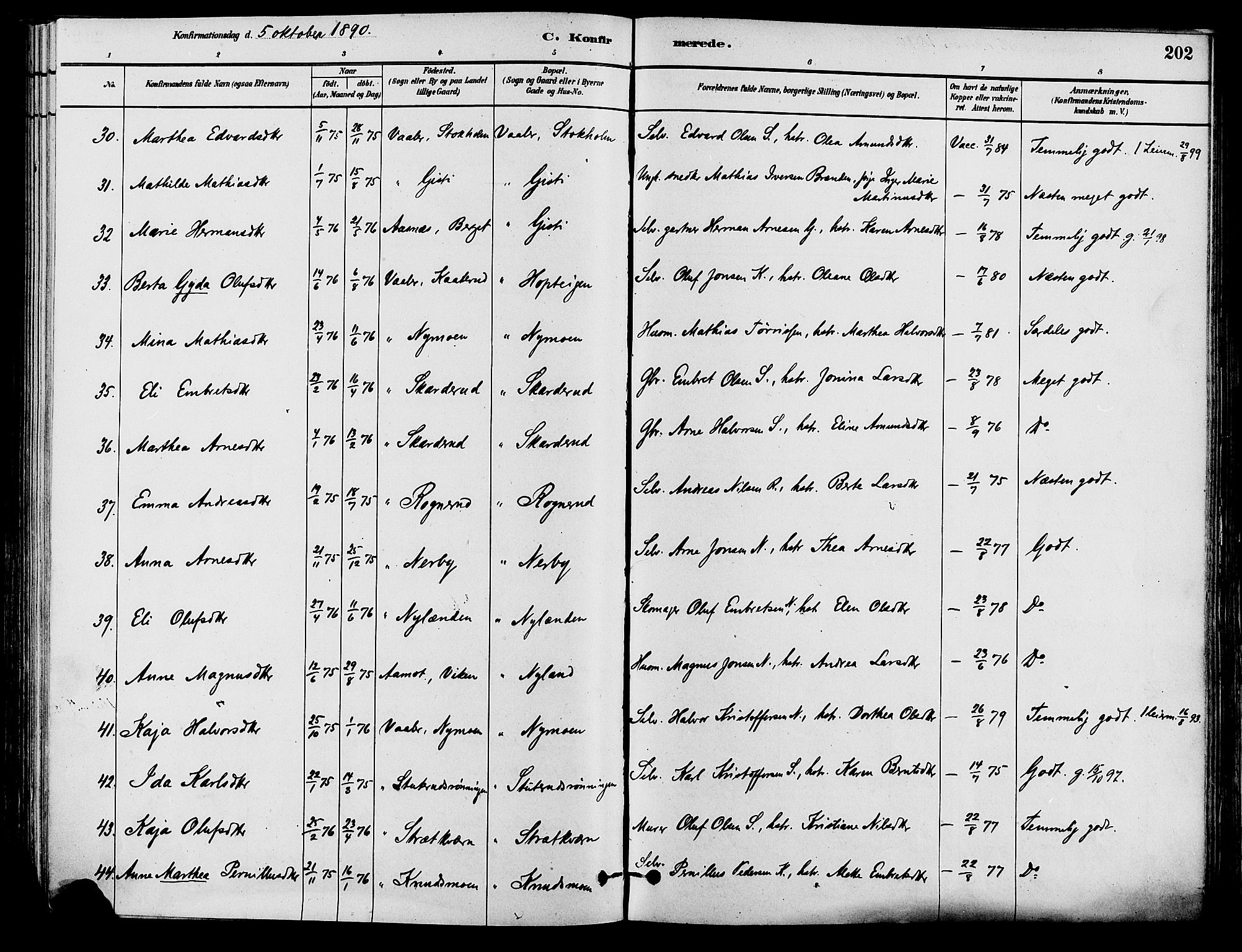 Våler prestekontor, Hedmark, AV/SAH-PREST-040/H/Ha/Haa/L0002: Parish register (official) no. 3, 1879-1911, p. 202