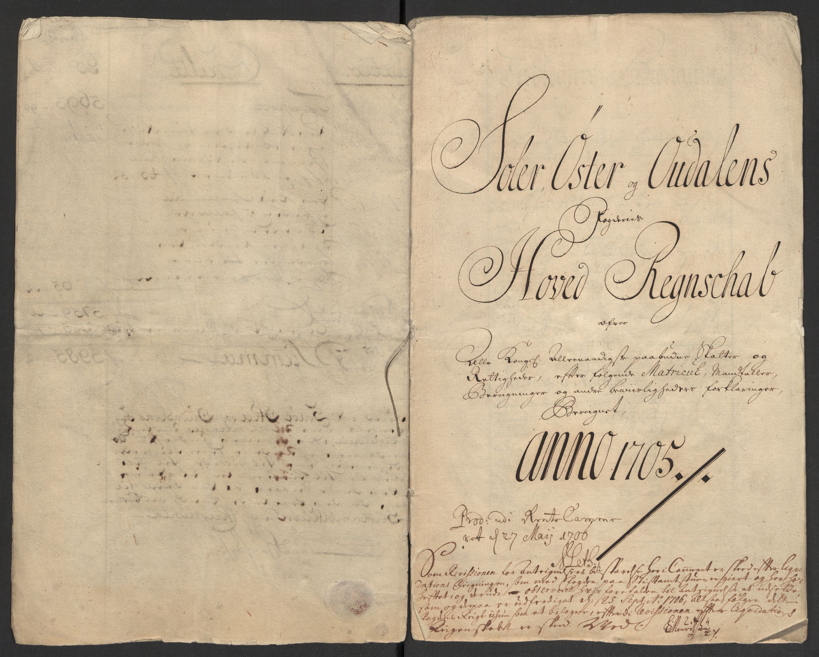 Rentekammeret inntil 1814, Reviderte regnskaper, Fogderegnskap, AV/RA-EA-4092/R13/L0843: Fogderegnskap Solør, Odal og Østerdal, 1705-1706, p. 9