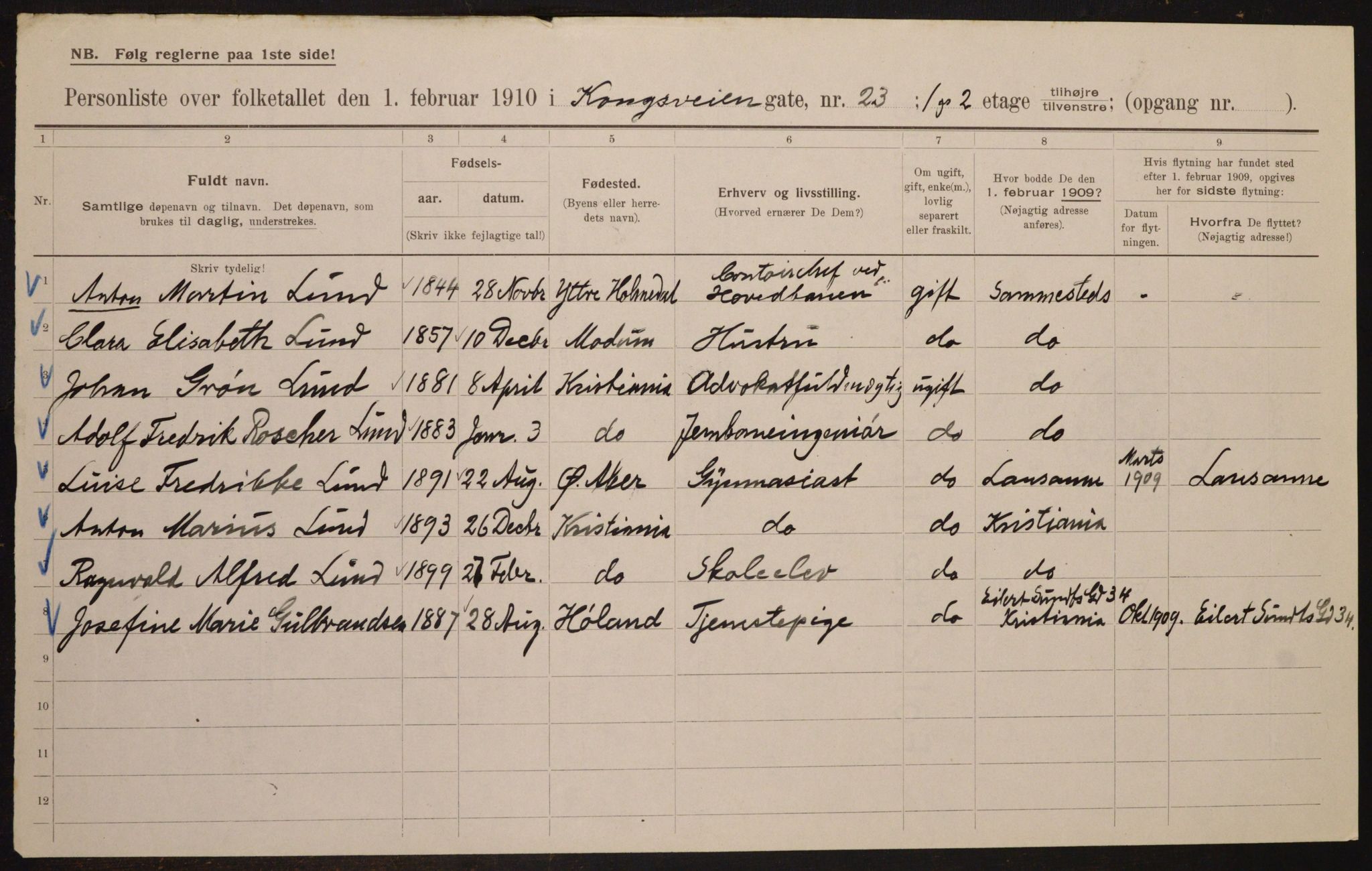 OBA, Municipal Census 1910 for Kristiania, 1910, p. 51525