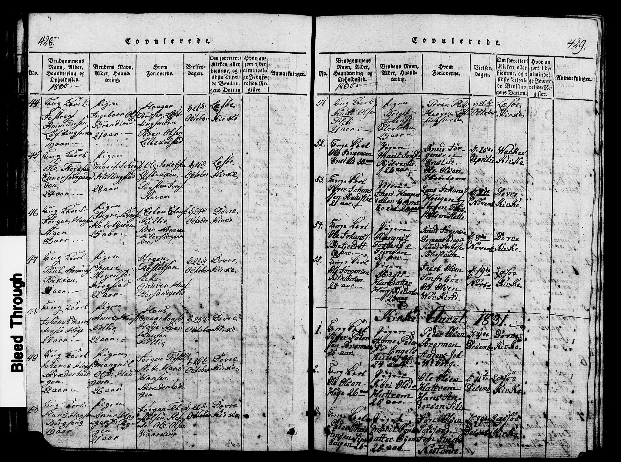 Lesja prestekontor, SAH/PREST-068/H/Ha/Hab/L0001: Parish register (copy) no. 1, 1820-1831, p. 428-429