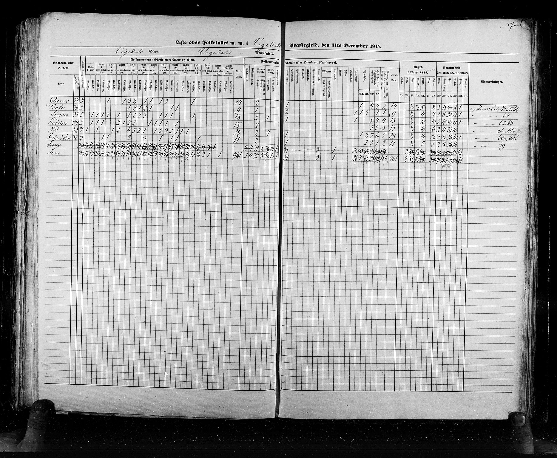 RA, Census 1845, vol. 6: Lister og Mandal amt og Stavanger amt, 1845, p. 370