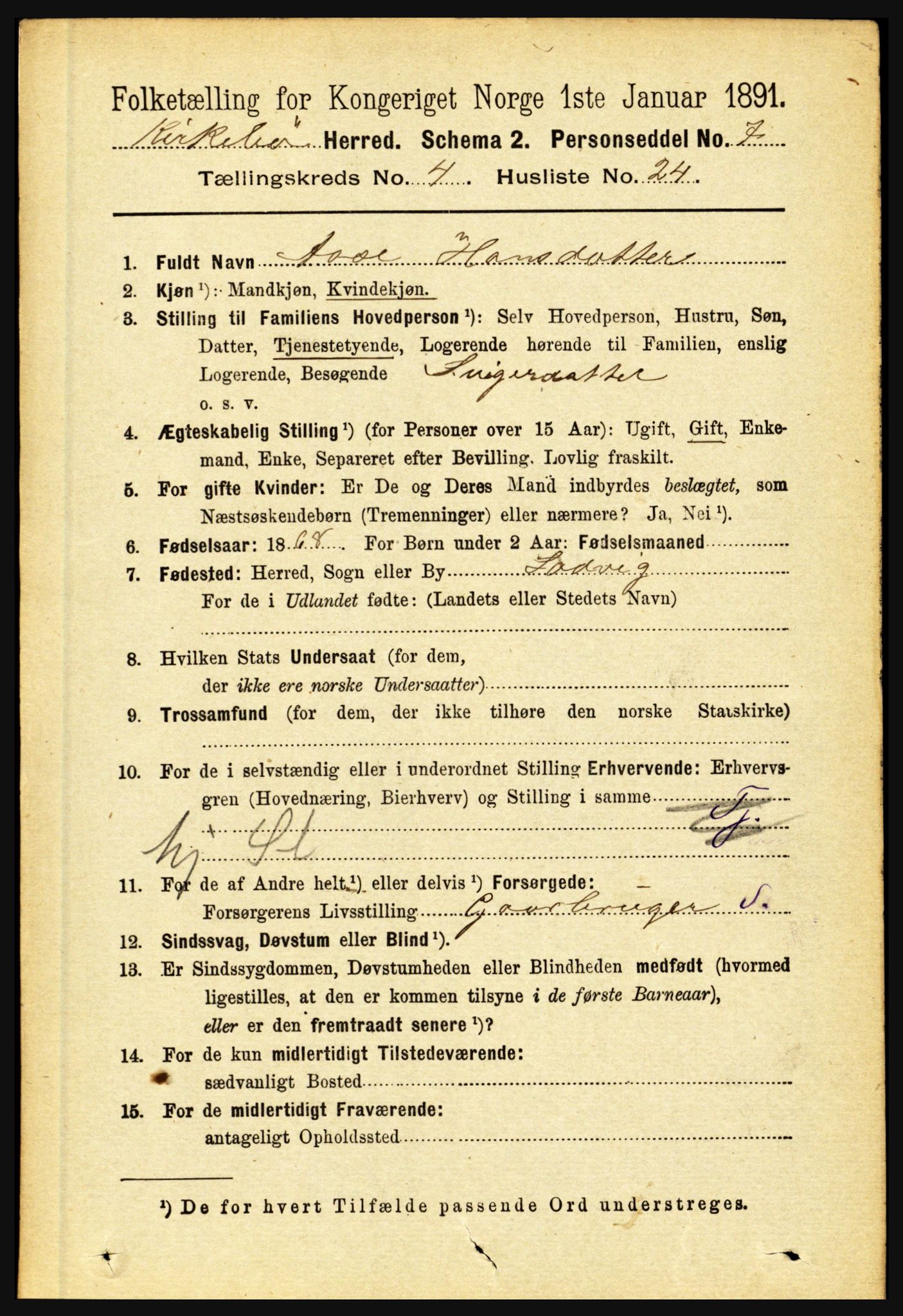 RA, 1891 census for 1416 Kyrkjebø, 1891, p. 993