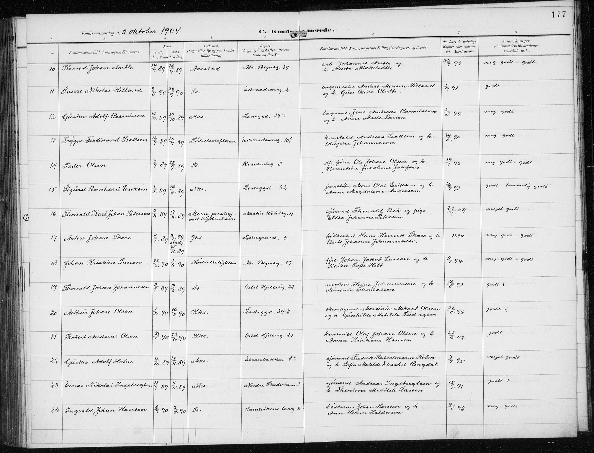 Sandviken Sokneprestembete, AV/SAB-A-77601/H/Ha/L0010: Parish register (official) no. C 1, 1895-1905, p. 177