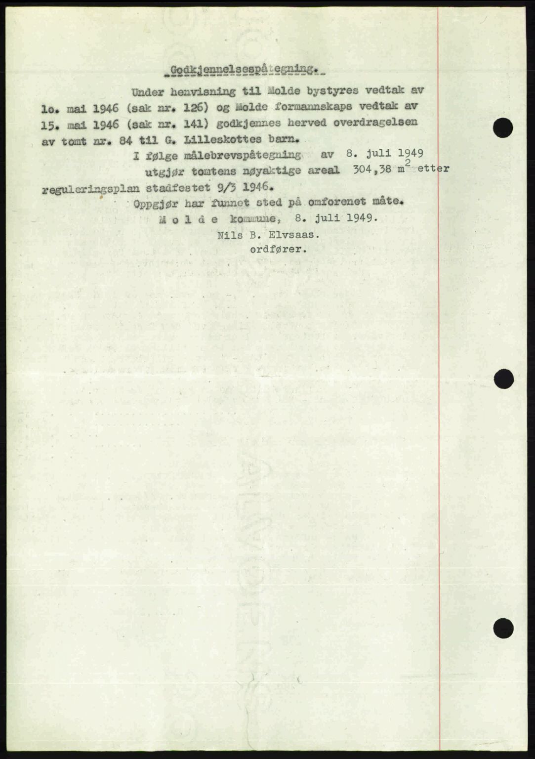 Romsdal sorenskriveri, AV/SAT-A-4149/1/2/2C: Mortgage book no. A30, 1949-1949, Diary no: : 2512/1949