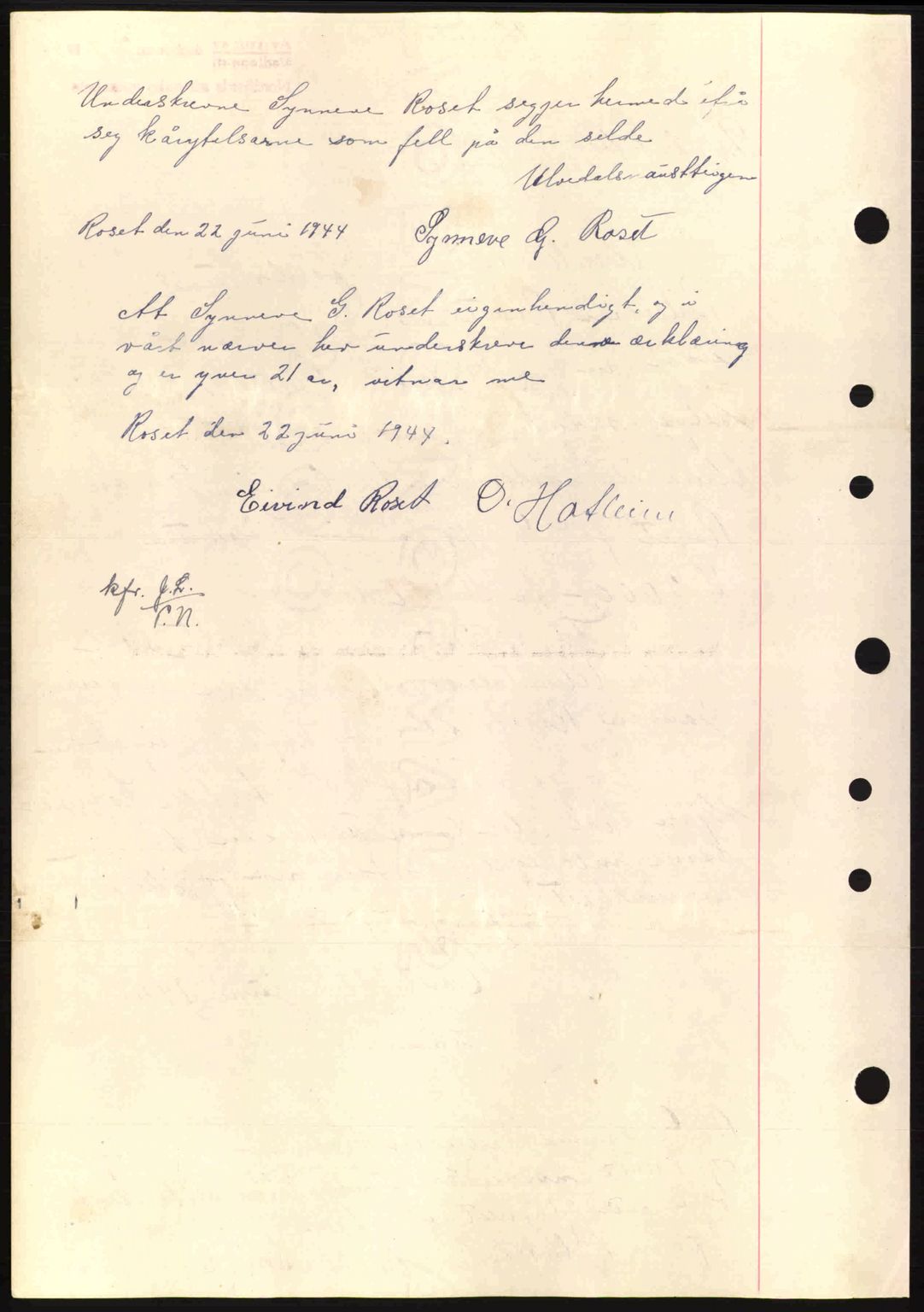 Nordfjord sorenskriveri, AV/SAB-A-2801/02/02b/02bj/L0009a: Mortgage book no. A9 I, 1944-1944, Diary no: : 719/1944