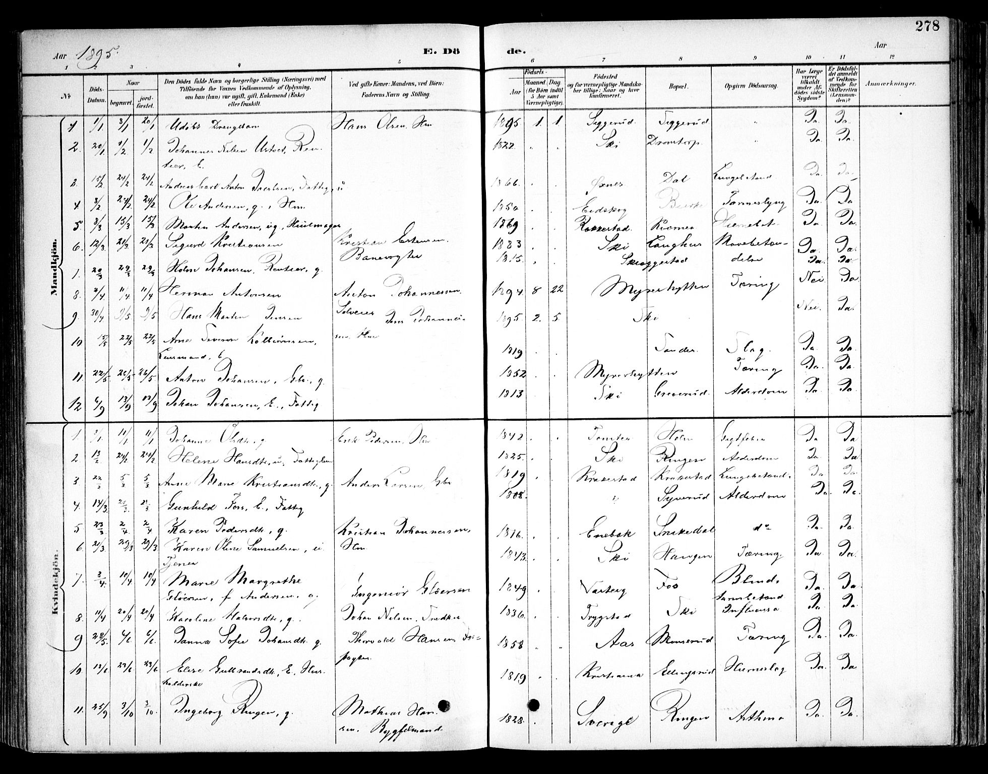 Kråkstad prestekontor Kirkebøker, SAO/A-10125a/F/Fb/L0002: Parish register (official) no. II 2, 1893-1917, p. 278