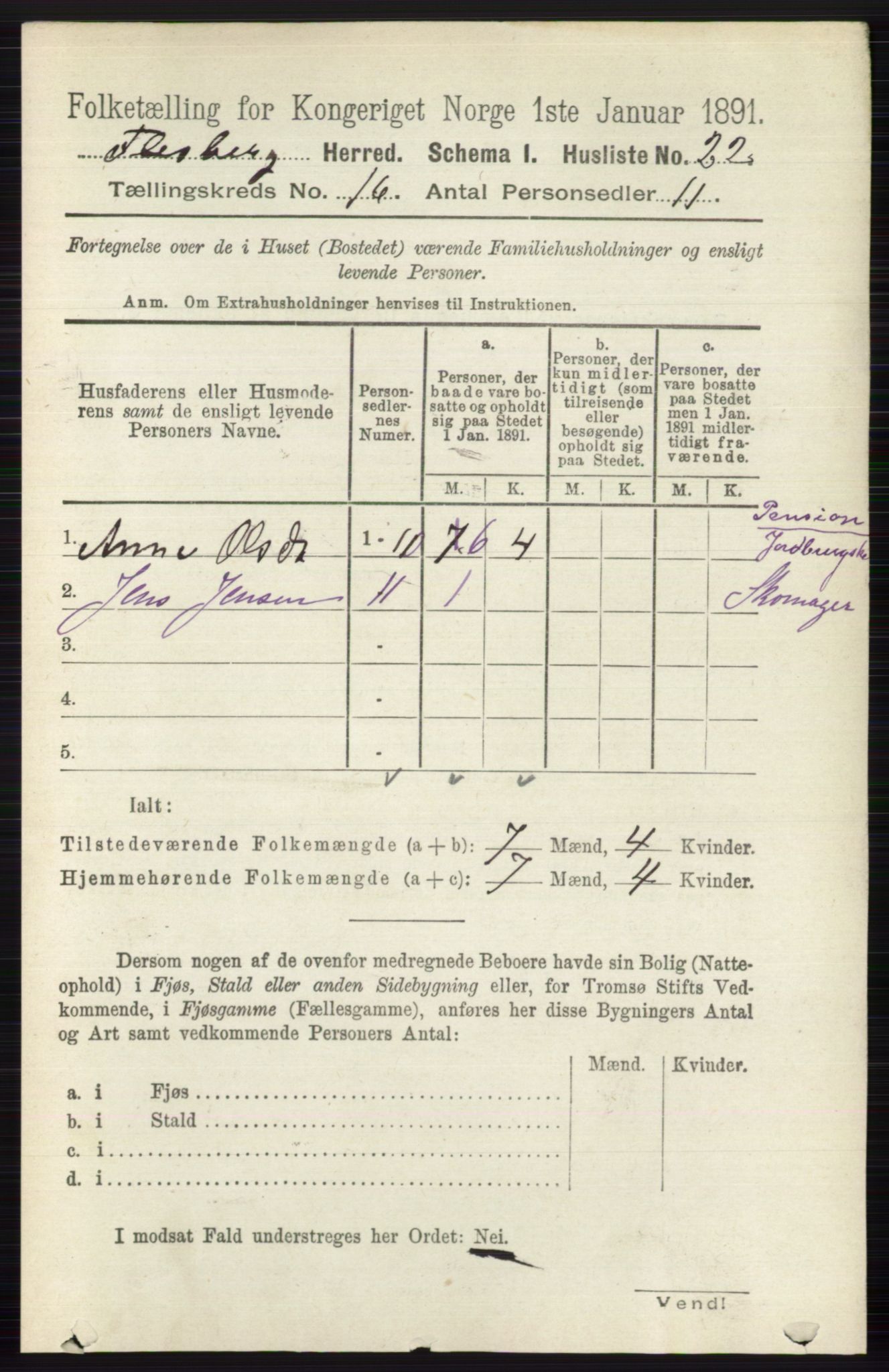 RA, 1891 census for 0631 Flesberg, 1891, p. 2846