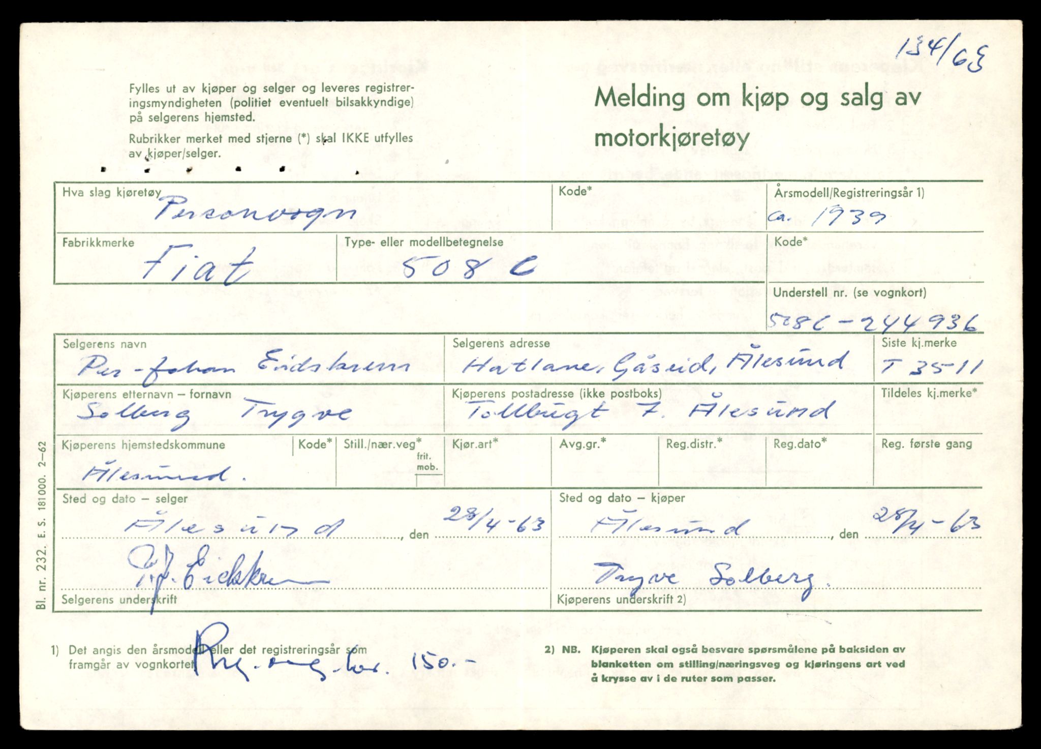 Møre og Romsdal vegkontor - Ålesund trafikkstasjon, AV/SAT-A-4099/F/Fe/L0017: Registreringskort for kjøretøy T 1985 - T 10090, 1927-1998, p. 751