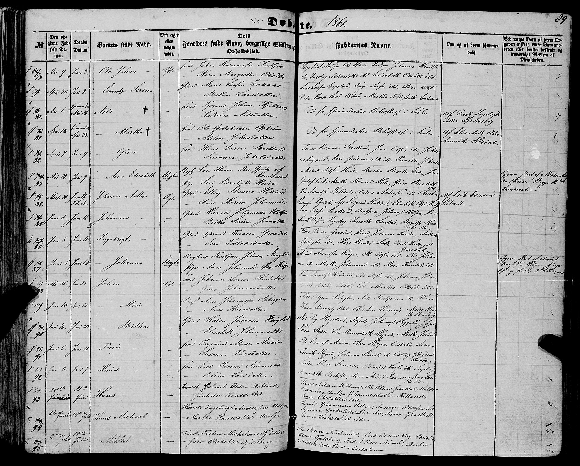 Fjelberg sokneprestembete, SAB/A-75201/H/Haa: Parish register (official) no. A 7, 1851-1867, p. 89