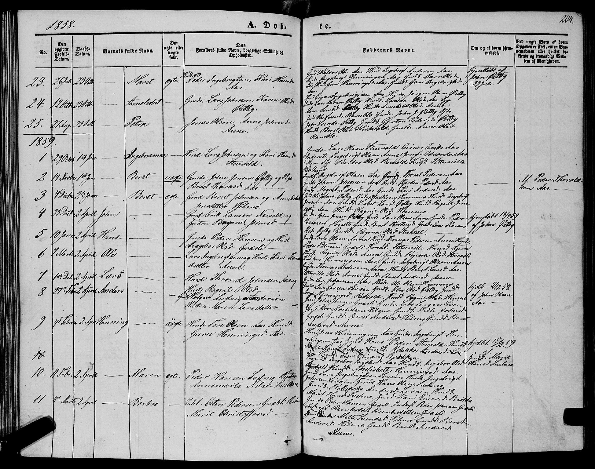 Ministerialprotokoller, klokkerbøker og fødselsregistre - Sør-Trøndelag, SAT/A-1456/695/L1146: Parish register (official) no. 695A06 /2, 1843-1859, p. 204