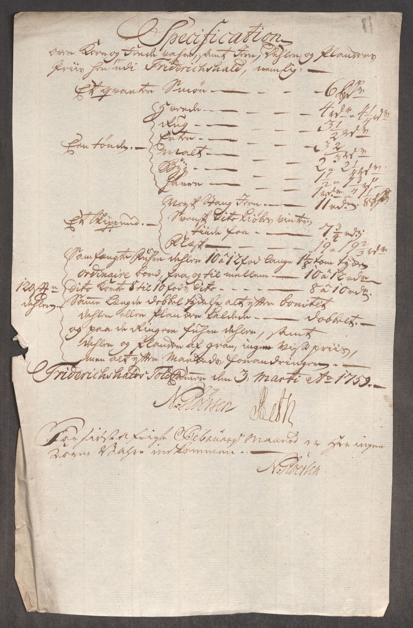 Rentekammeret inntil 1814, Realistisk ordnet avdeling, RA/EA-4070/Oe/L0006: [Ø1]: Priskuranter, 1758-1760, p. 327