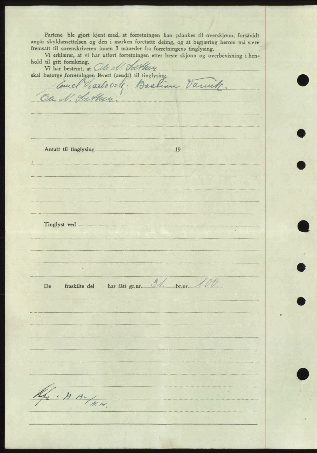 Nordmøre sorenskriveri, AV/SAT-A-4132/1/2/2Ca: Mortgage book no. A103, 1946-1947, Diary no: : 2645/1946