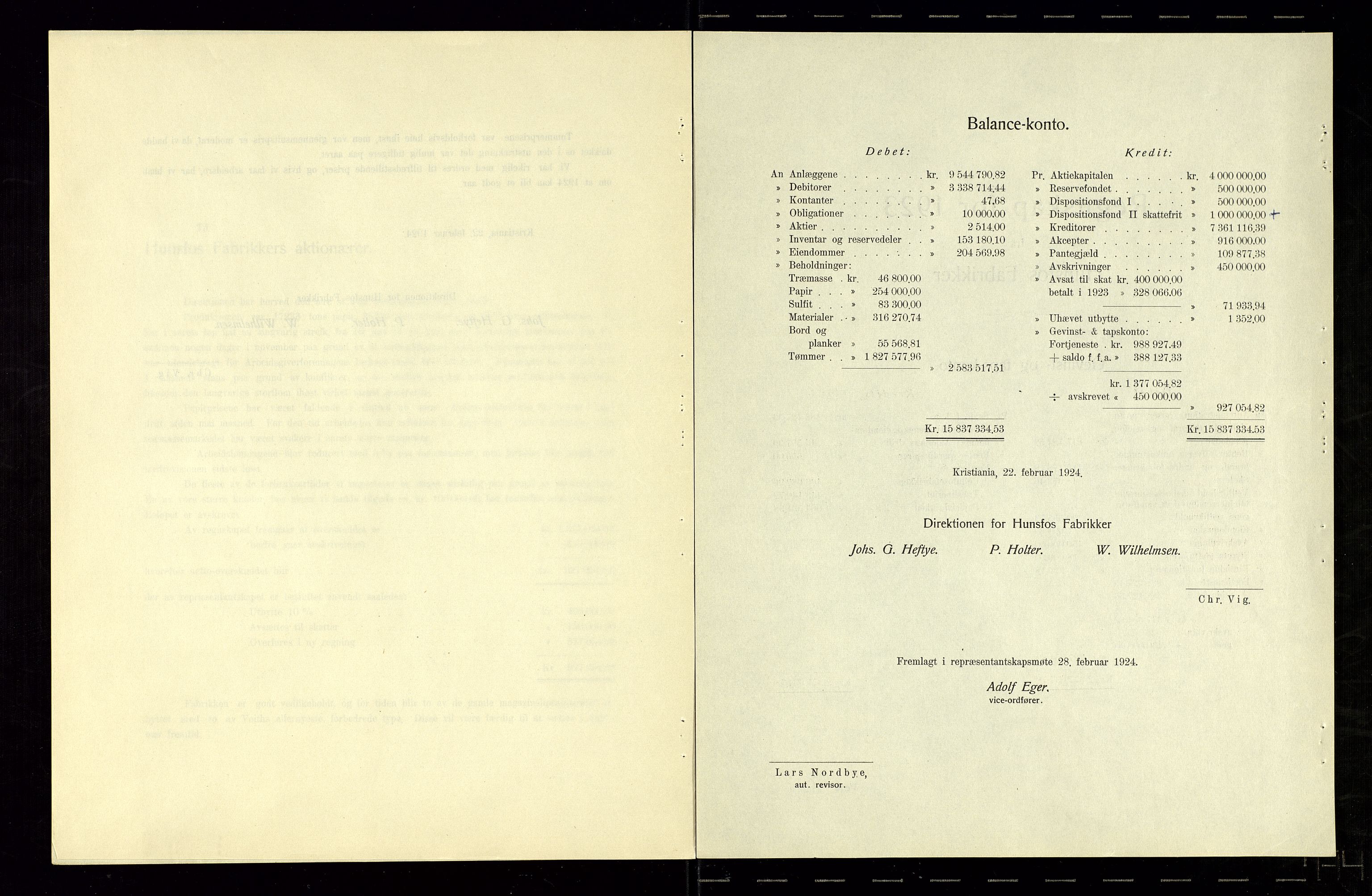 Hunsfos fabrikker, AV/SAK-D/1440/01/L0001/0003: Vedtekter, anmeldelser og årsberetninger / Årsberetninger og regnskap, 1918-1989, p. 28