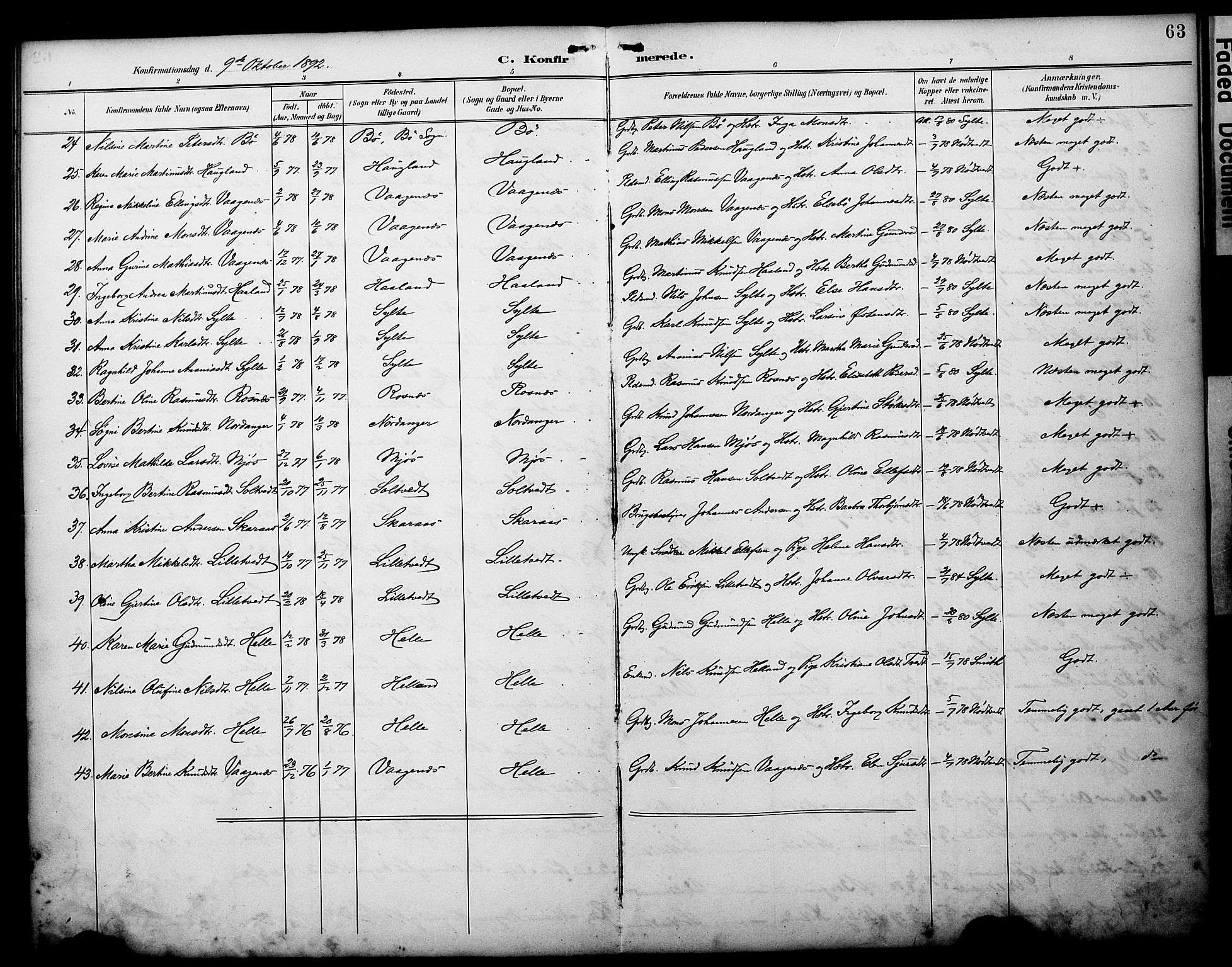 Manger sokneprestembete, AV/SAB-A-76801/H/Haa: Parish register (official) no. C 2, 1891-1902, p. 63