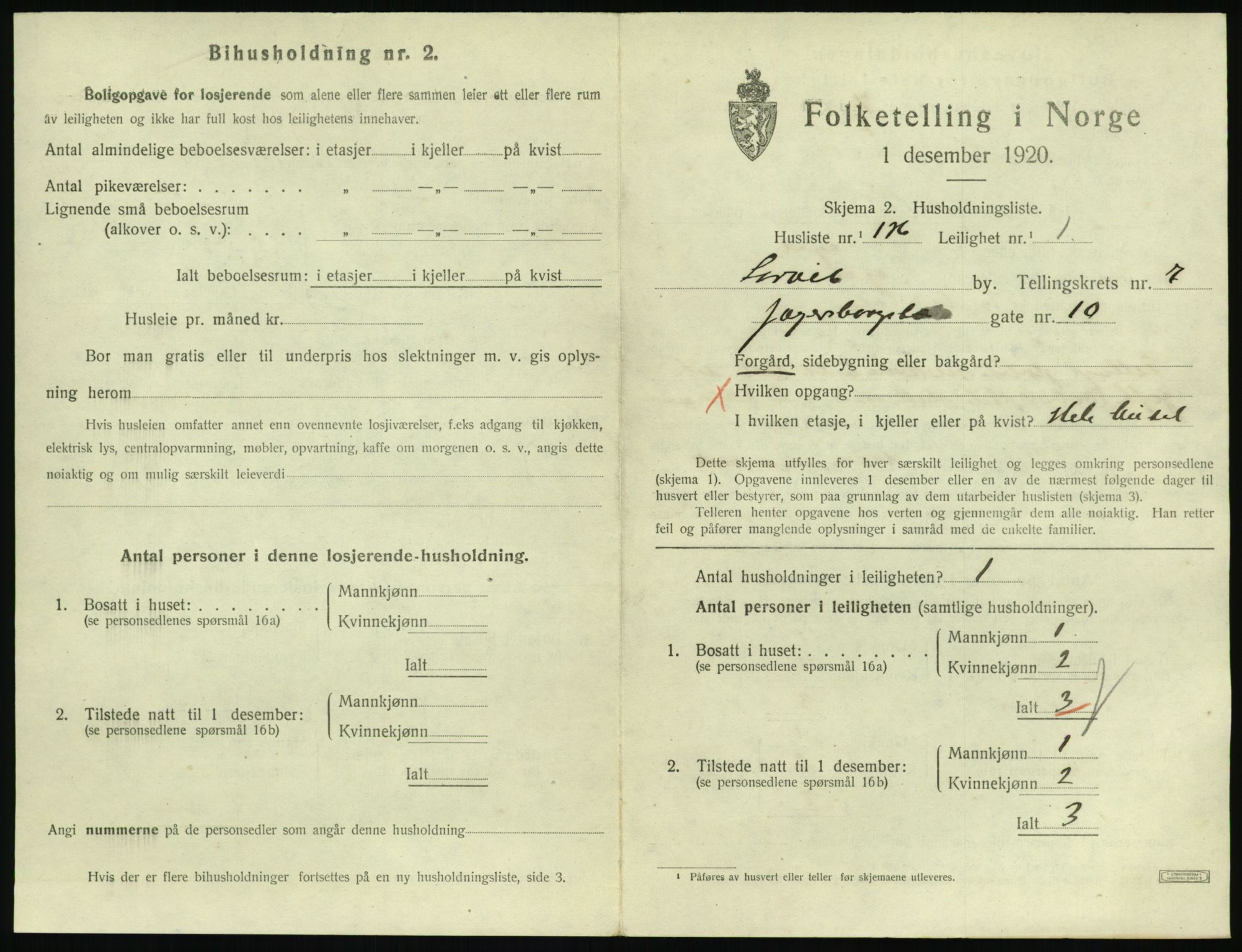 SAKO, 1920 census for Larvik, 1920, p. 6496