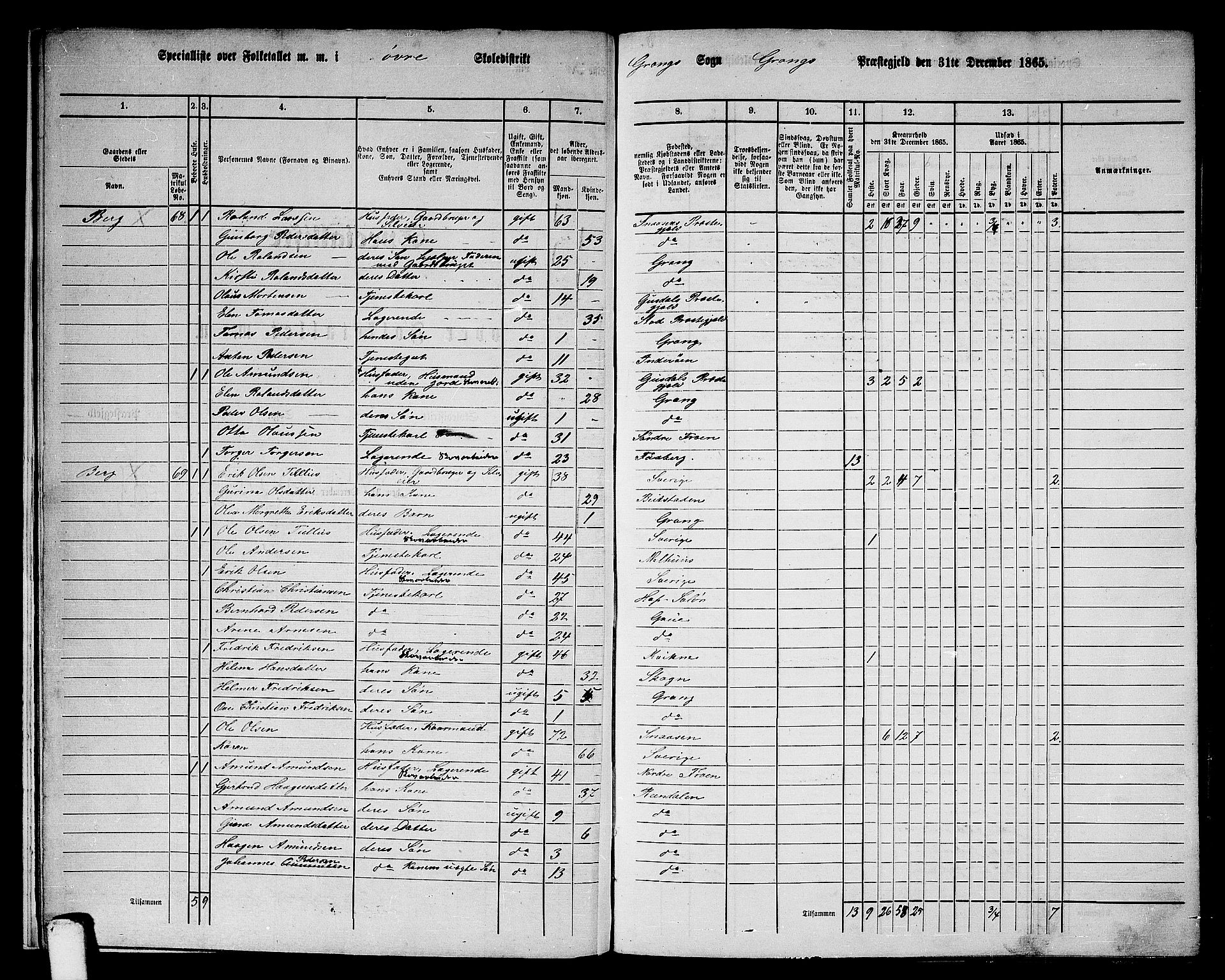 RA, 1865 census for Grong, 1865, p. 13