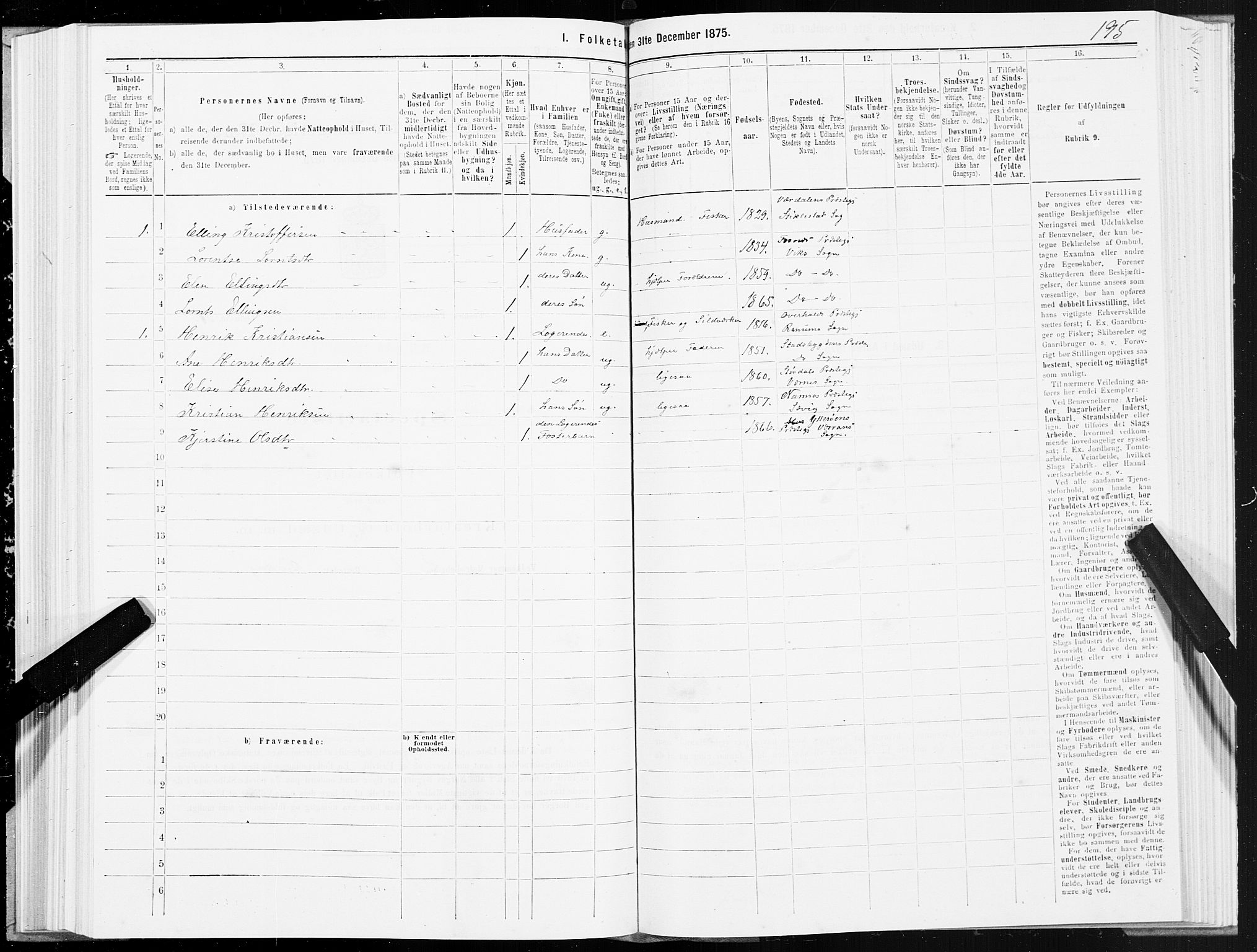 SAT, 1875 census for 1748P Fosnes, 1875, p. 3195