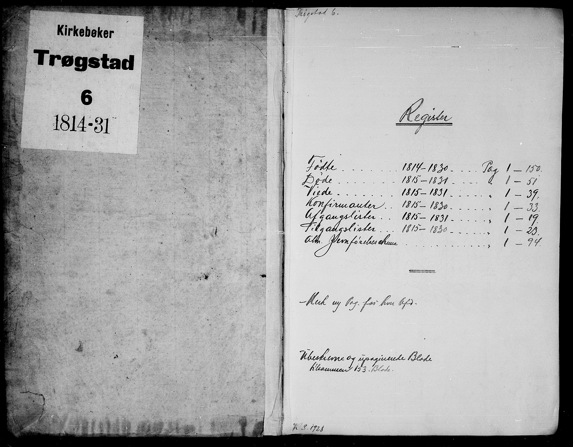 Trøgstad prestekontor Kirkebøker, SAO/A-10925/G/Ga/L0001: Parish register (copy) no. I 1, 1815-1831