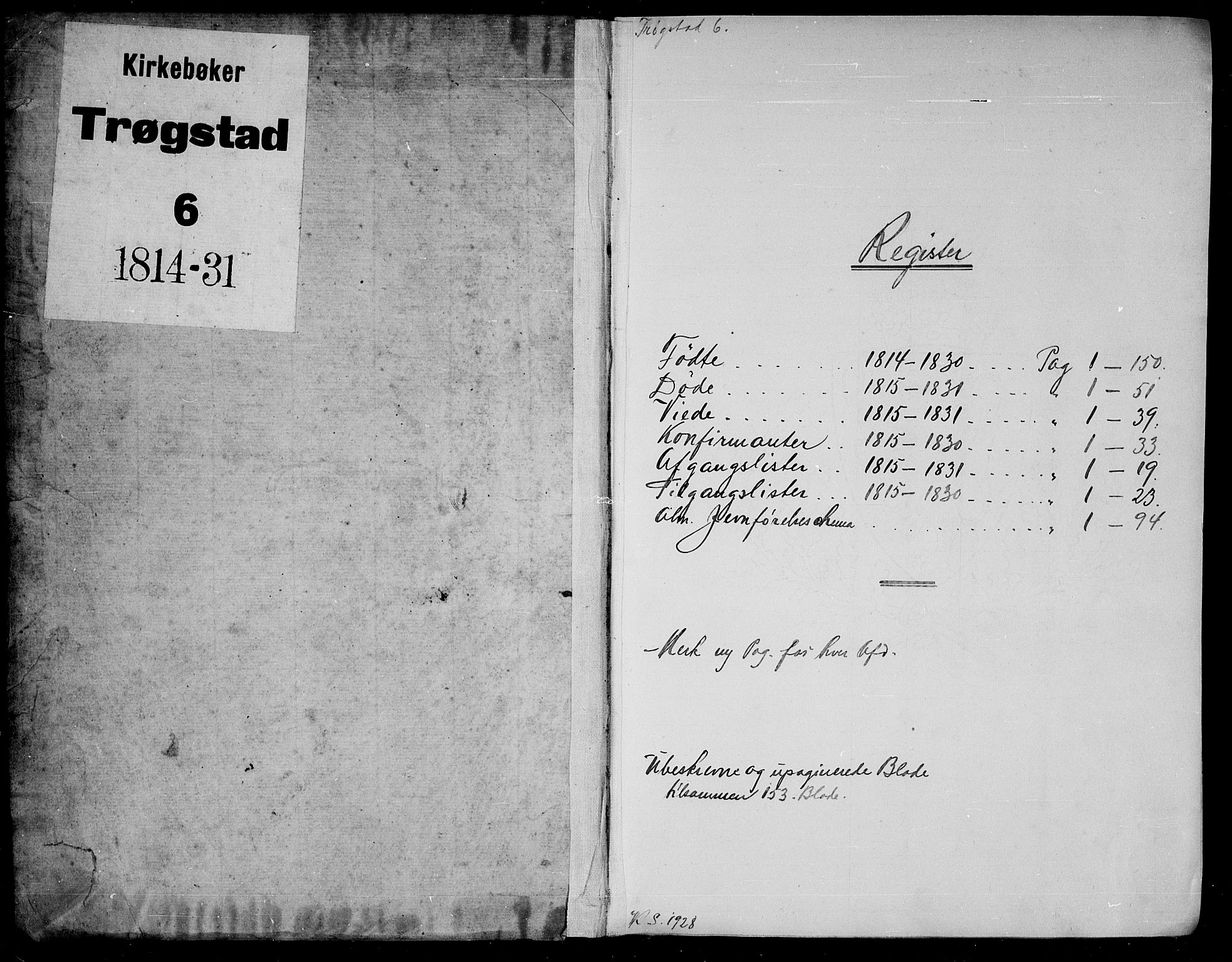 Trøgstad prestekontor Kirkebøker, AV/SAO-A-10925/G/Ga/L0001: Parish register (copy) no. I 1, 1815-1831