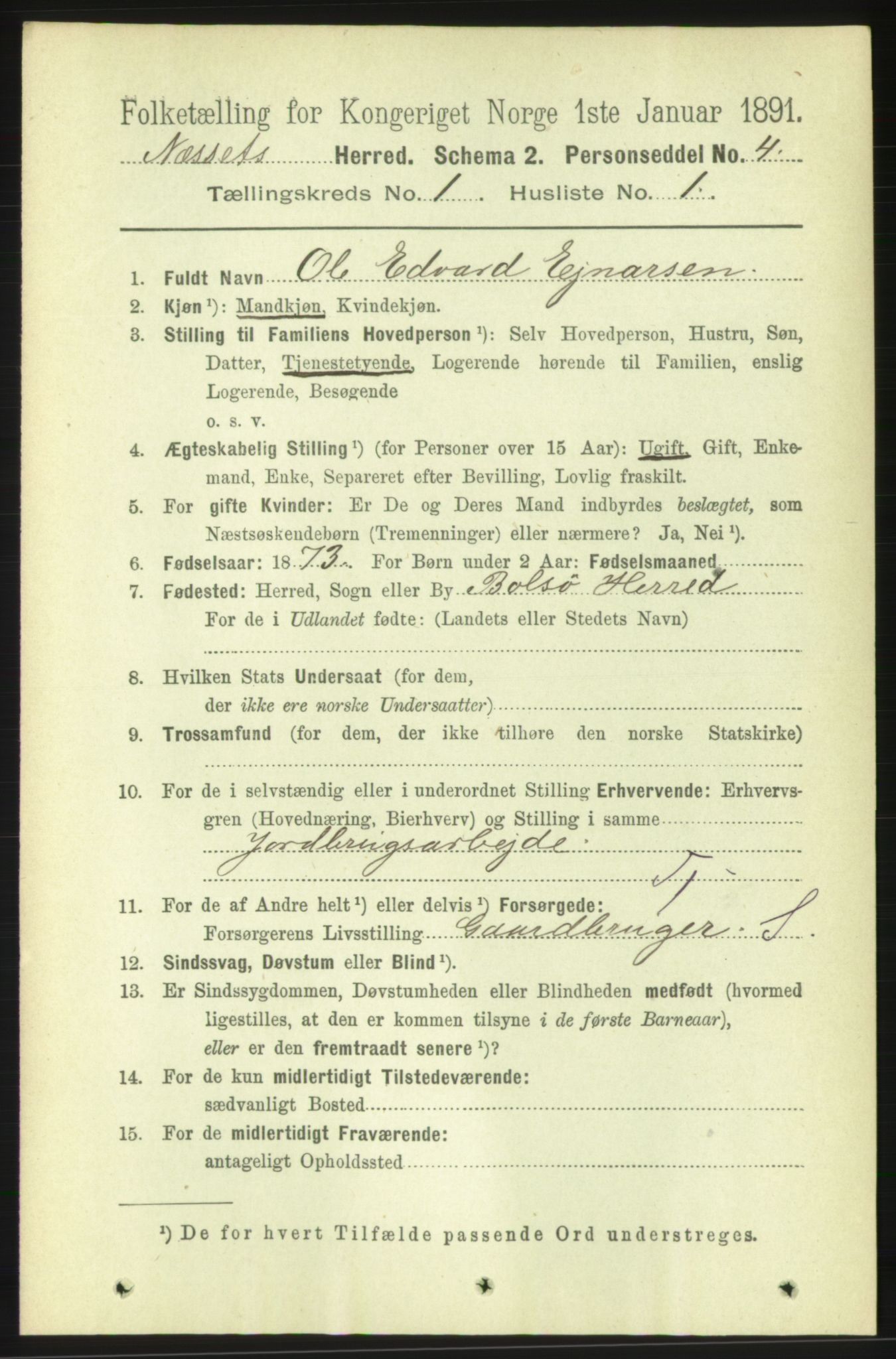 RA, 1891 census for 1543 Nesset, 1891, p. 96