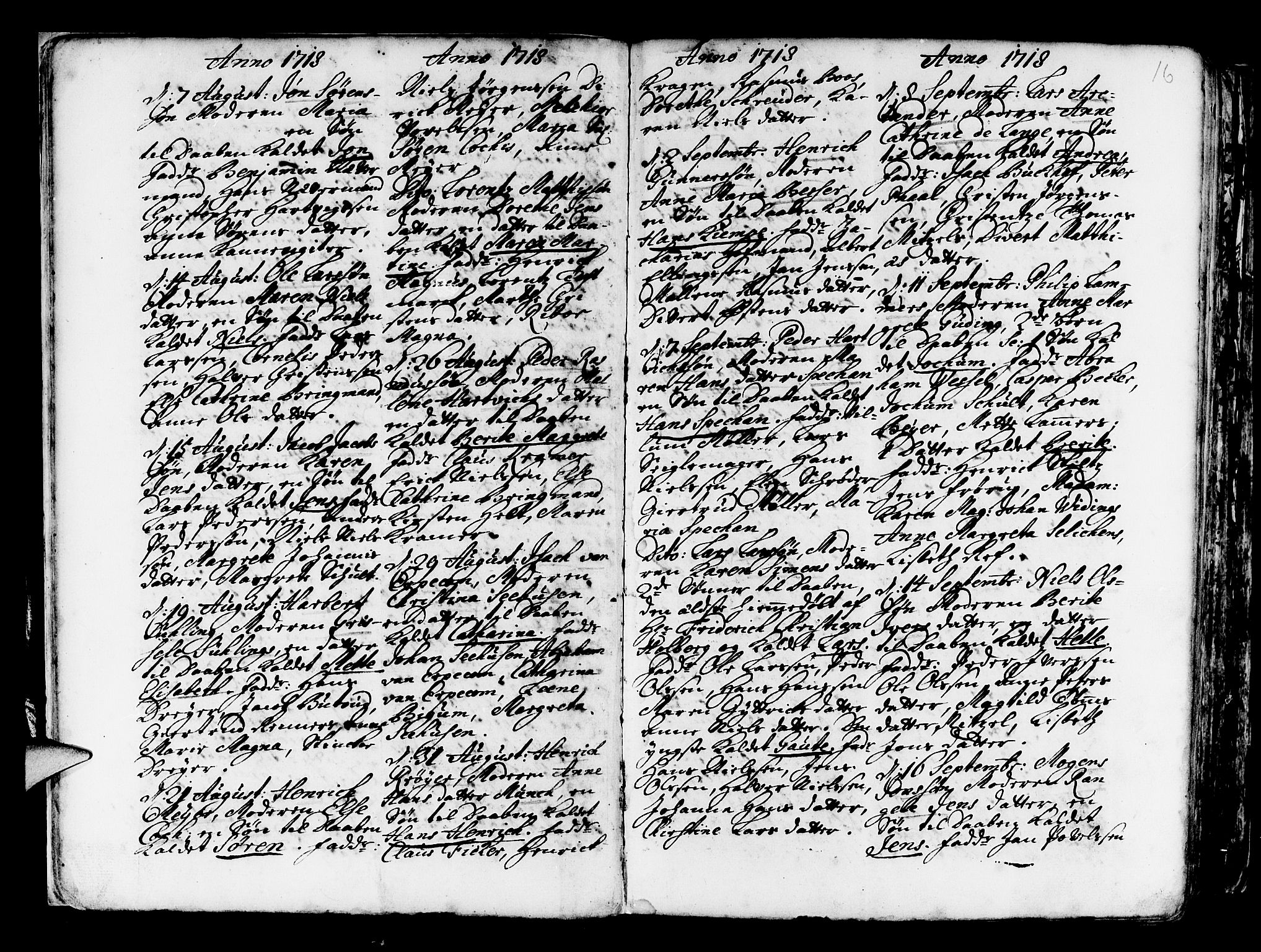 Nykirken Sokneprestembete, AV/SAB-A-77101/H/Haa/L0003: Parish register (official) no. A 3, 1717-1764, p. 16