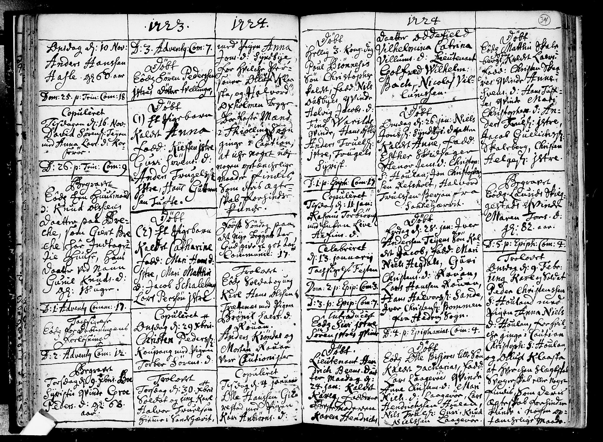 Tjølling kirkebøker, SAKO/A-60/F/Fa/L0002: Parish register (official) no. 2, 1716-1734, p. 34