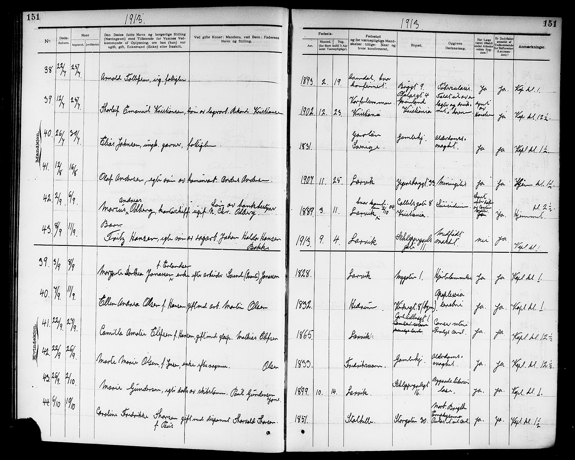 Larvik kirkebøker, AV/SAKO-A-352/G/Ga/L0007: Parish register (copy) no. I 7, 1888-1918, p. 151