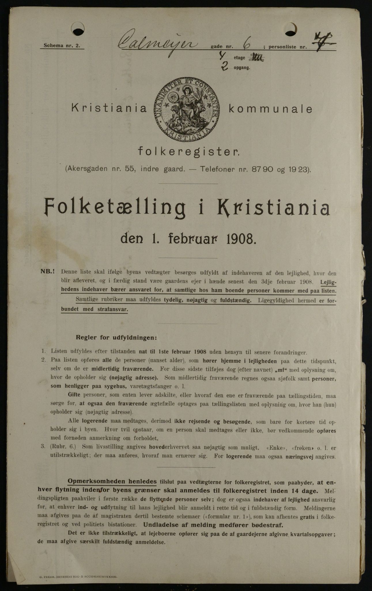 OBA, Municipal Census 1908 for Kristiania, 1908, p. 10708