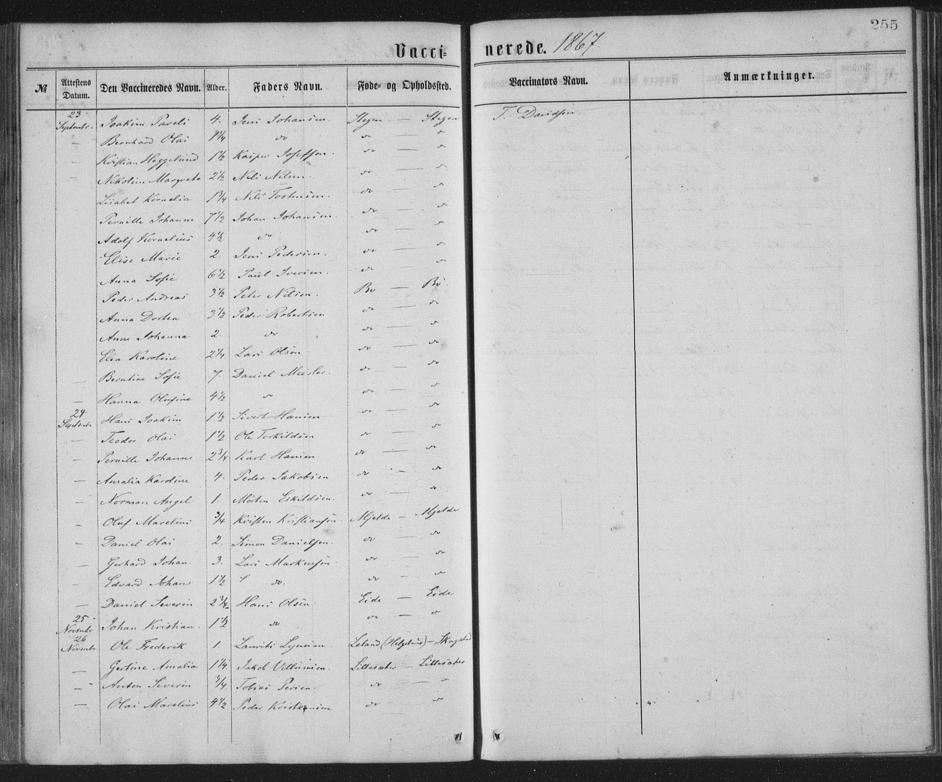 Ministerialprotokoller, klokkerbøker og fødselsregistre - Nordland, AV/SAT-A-1459/855/L0801: Parish register (official) no. 855A09, 1864-1874, p. 255