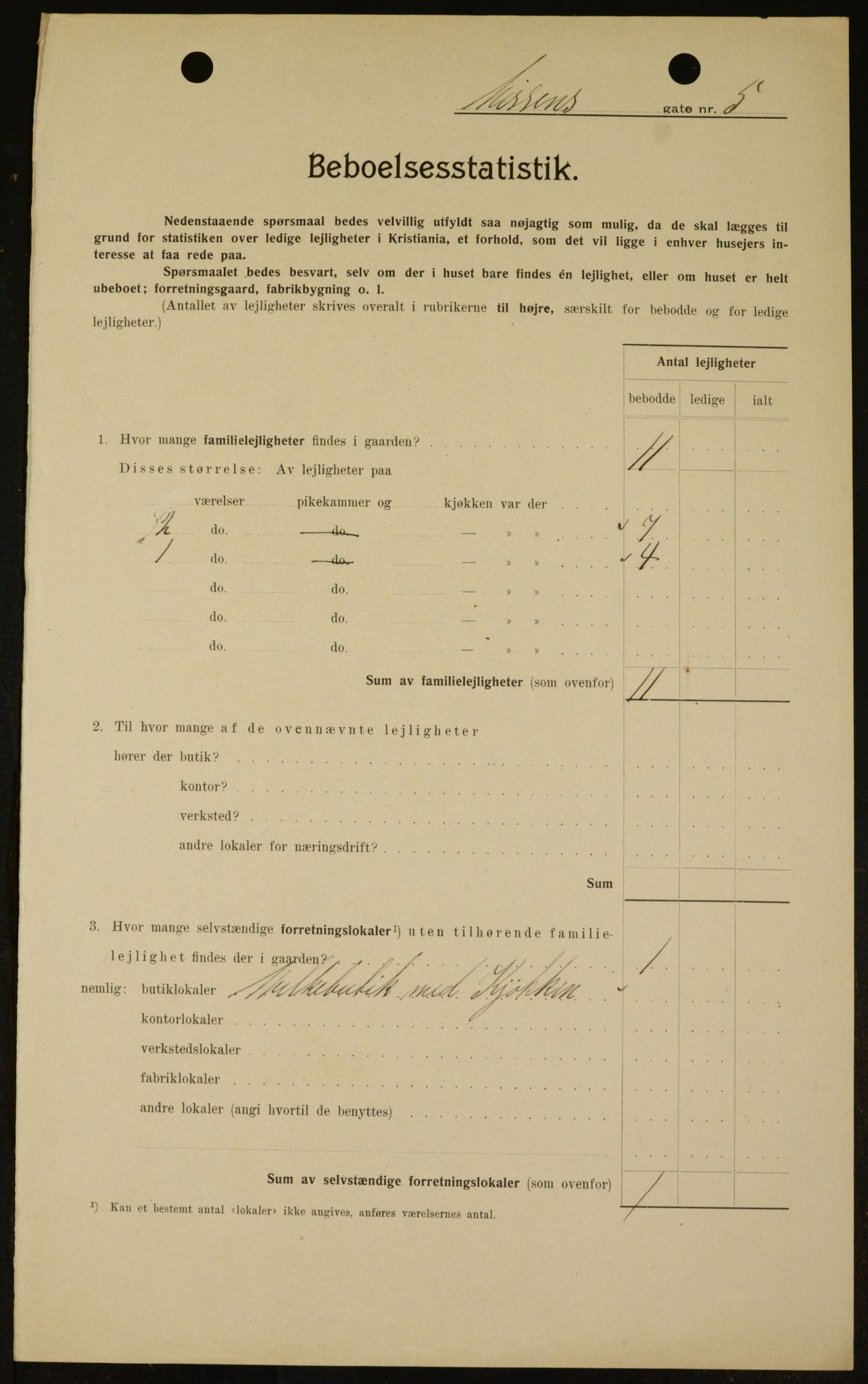 OBA, Municipal Census 1909 for Kristiania, 1909, p. 64418