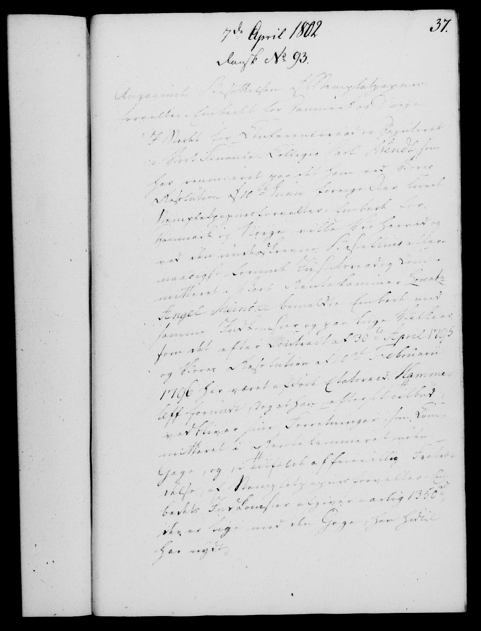 Rentekammeret, Kammerkanselliet, RA/EA-3111/G/Gf/Gfa/L0084: Norsk relasjons- og resolusjonsprotokoll (merket RK 52.84), 1802, p. 226
