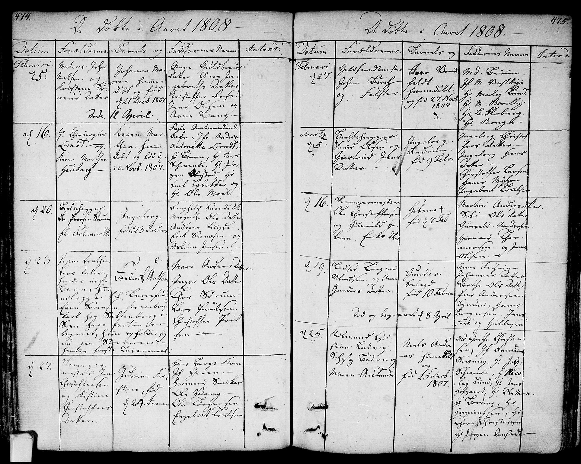 Bragernes kirkebøker, AV/SAKO-A-6/F/Fa/L0006a: Parish register (official) no. I 6, 1782-1814, p. 474-475